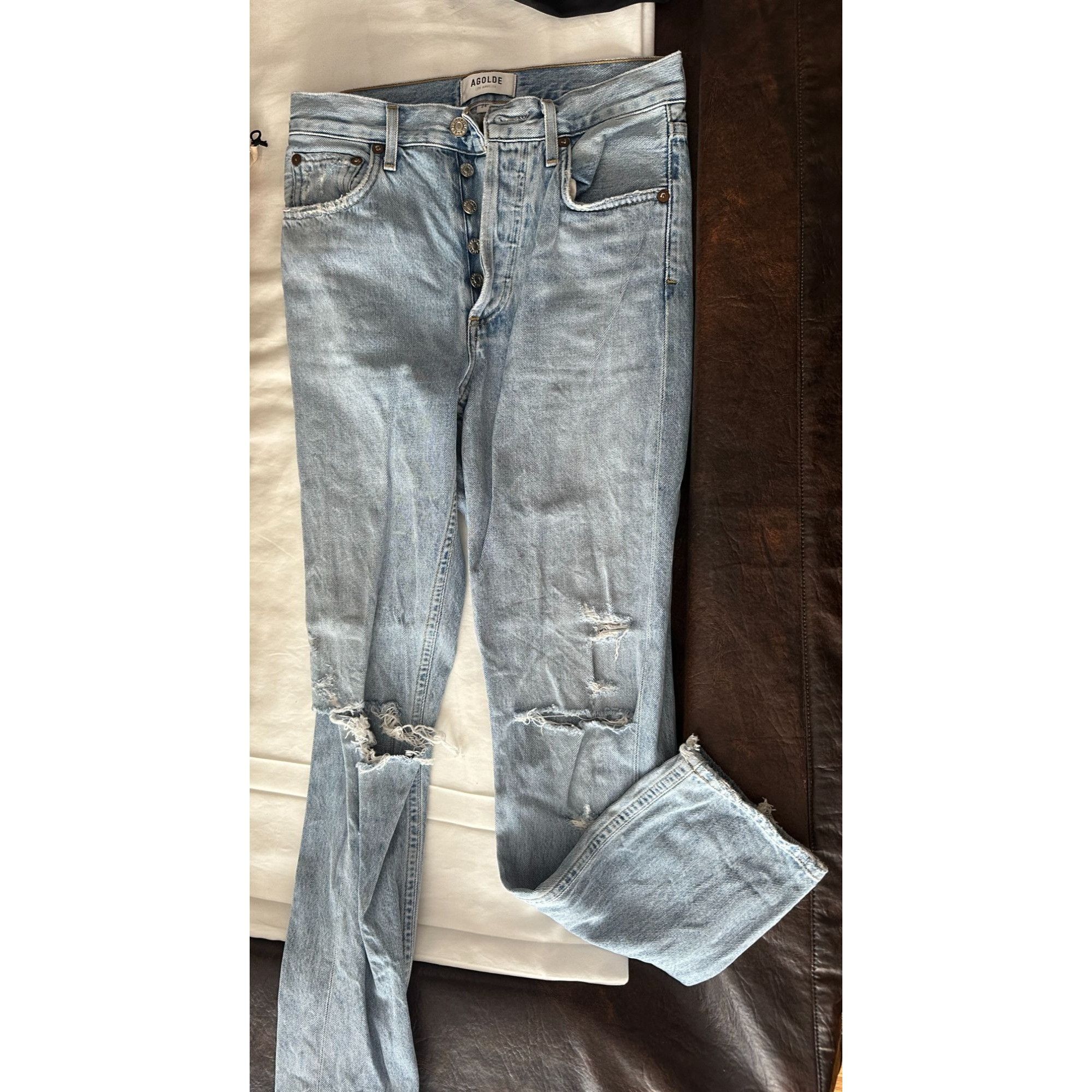 Agolde Ladies AGOLDE distressed button fly jeans JAMIE size 24 Size 24" / US 00 / IT 34 - 1 Thumbnail