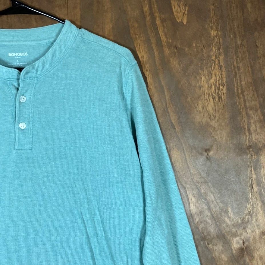 Bonobos Bonobos Mens Shirt Henley Slim Fit Long Sleeve Seafoam Green Large Size US L / EU 52-54 / 3 - 5 Thumbnail
