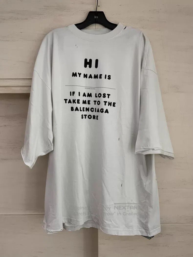 Balenciaga Balenciaga White 'Hi My Name is' slogan short-sleeve Size US M / EU 48-50 / 2 - 1 Thumbnail