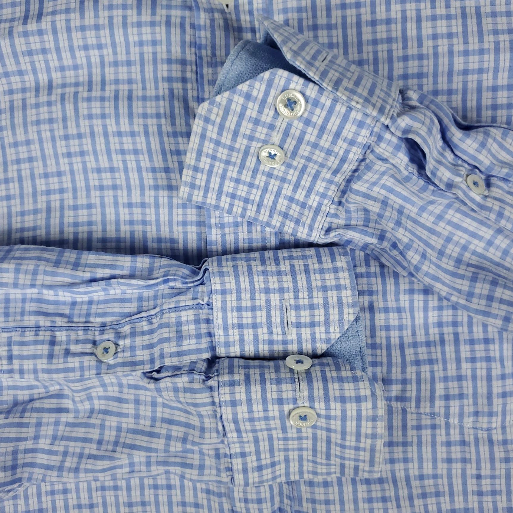 BUGATCHI Bugatchi Mens XL Blue Plaid Button-Up Shirt Long Sleeve Collared Size US XL / EU 56 / 4 - 3 Thumbnail