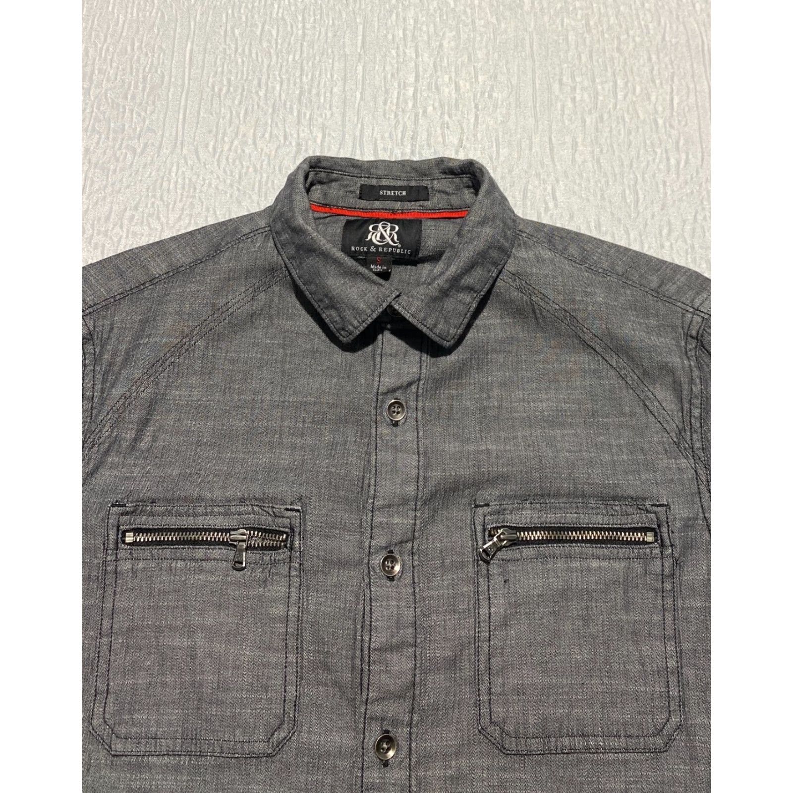 Vintage Rock & Republic Shirt Mens S Gray Casual Classic Button-Up Long Sleeve Pockets Size US S / EU 44-46 / 1 - 2 Thumbnail