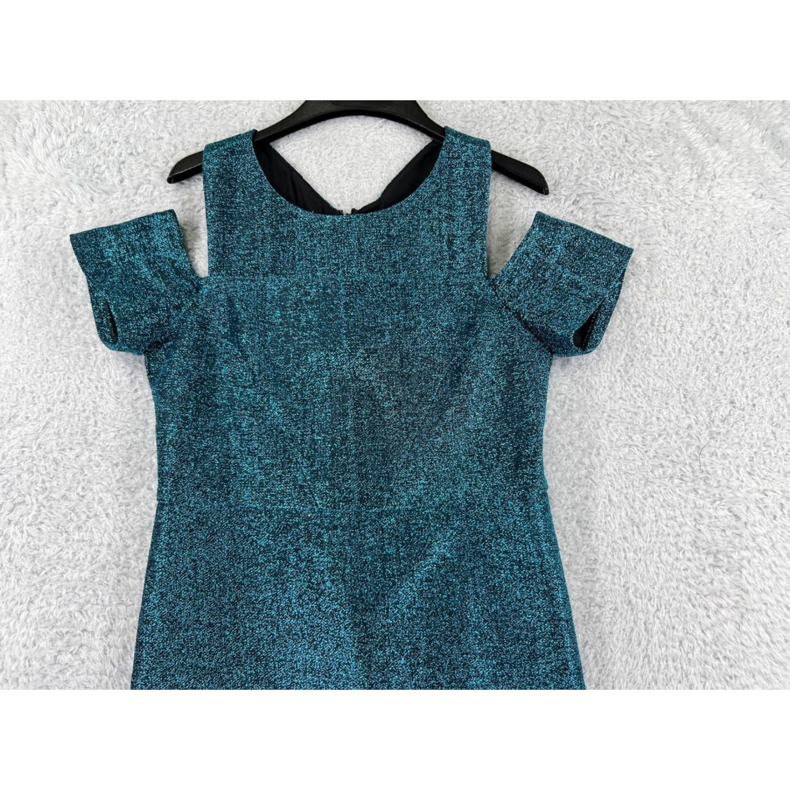 Topshop TopShop Dress Black Blue Metalic Sparkle Polyester Stretch Mini Length Womens 8 Size M / US 6-8 / IT 42-44 - 5 Thumbnail