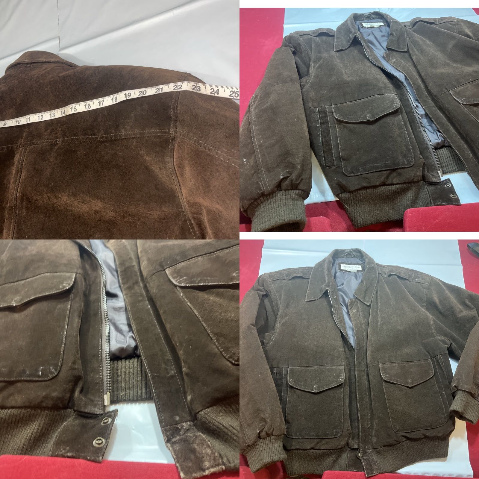 Vintage VINTAGE Paris Sport Club Brown Suede Leather Bomber Jacket LRG Men’s Heavy Zip Snap Lined 90s Grunge Style Size US L / EU 52-54 / 3 - 10 Thumbnail