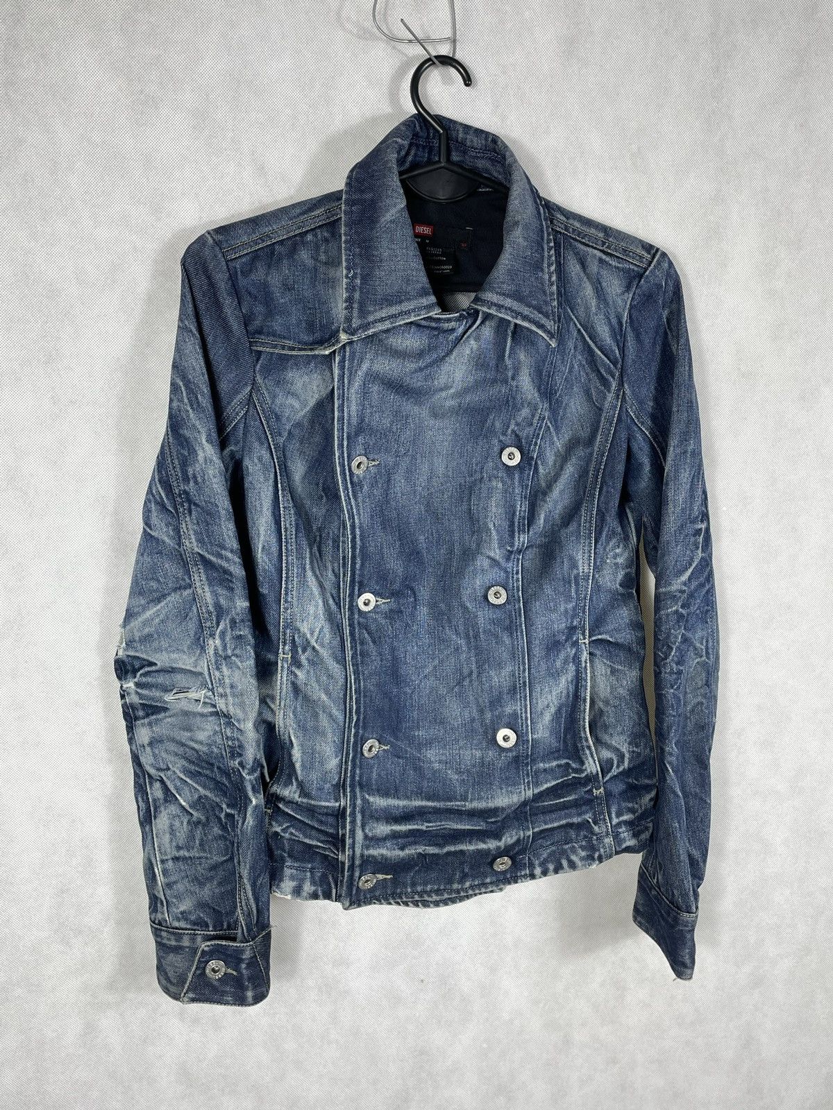 Diesel × If Six Was Nine × Le Grande Bleu (L.G.B.) Y2K Diesel Distressed Denim Jacket Coat Zip Up 00s 2000s Size M / US 6-8 / IT 42-44 - 5 Thumbnail