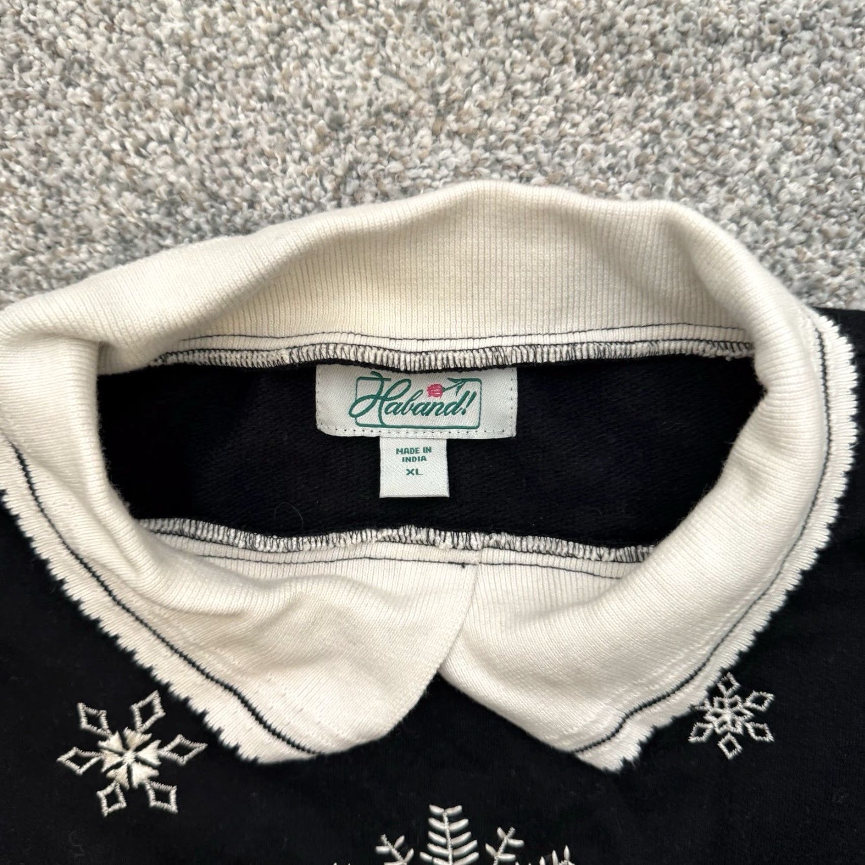 Haband VINTAGE Haband Collared Sweatshirt 18-20 Black Snowflakes Winter Holiday Grandmacore Womens Size XXL / US 16-18 / IT 52-54 - 5 Thumbnail
