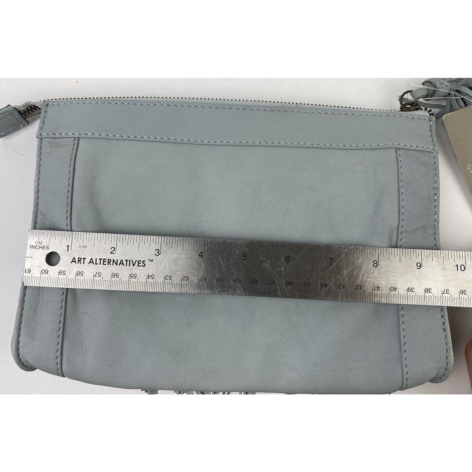 Anthropologie NWT Anthropologie Holding Horses Gray Leather Clutch Zip Size ONE SIZE - 10 Thumbnail
