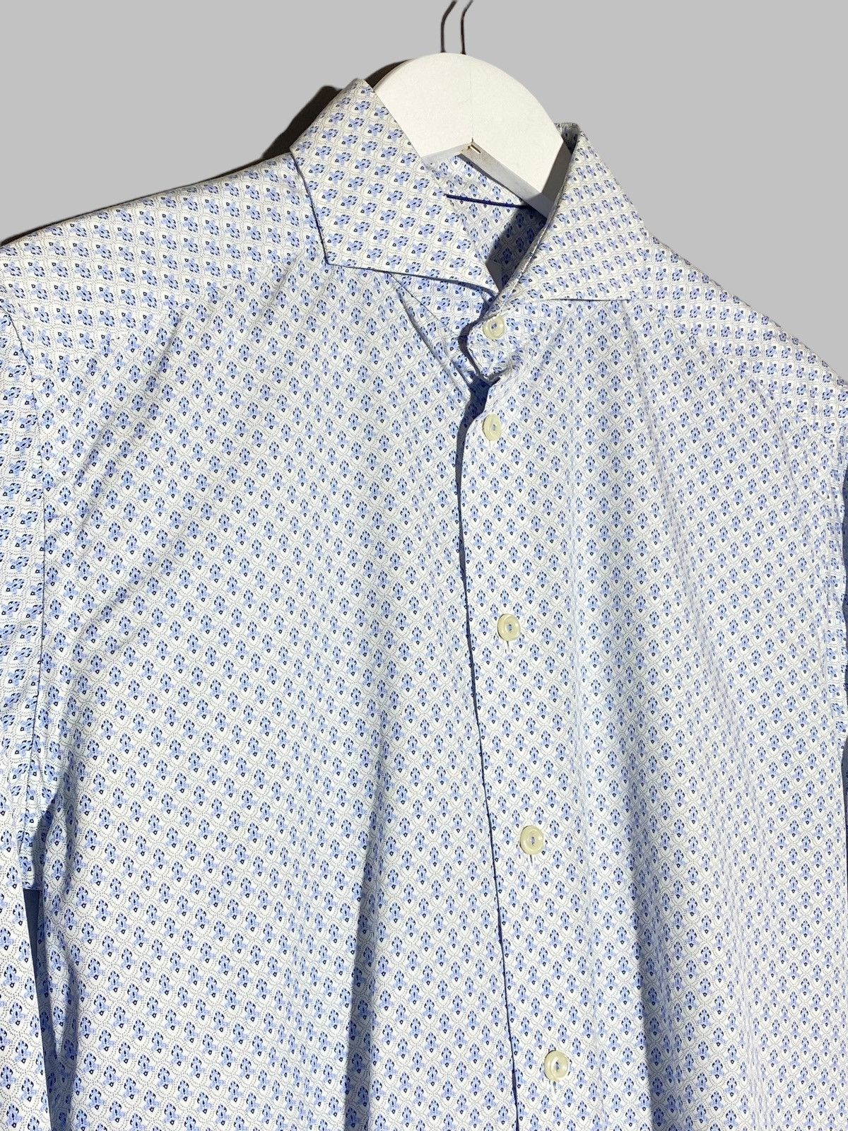 Eton Eton Slim Fit Filigree Pattern Poplin Cotton Shirt Size US M / EU 48-50 / 2 - 4 Thumbnail