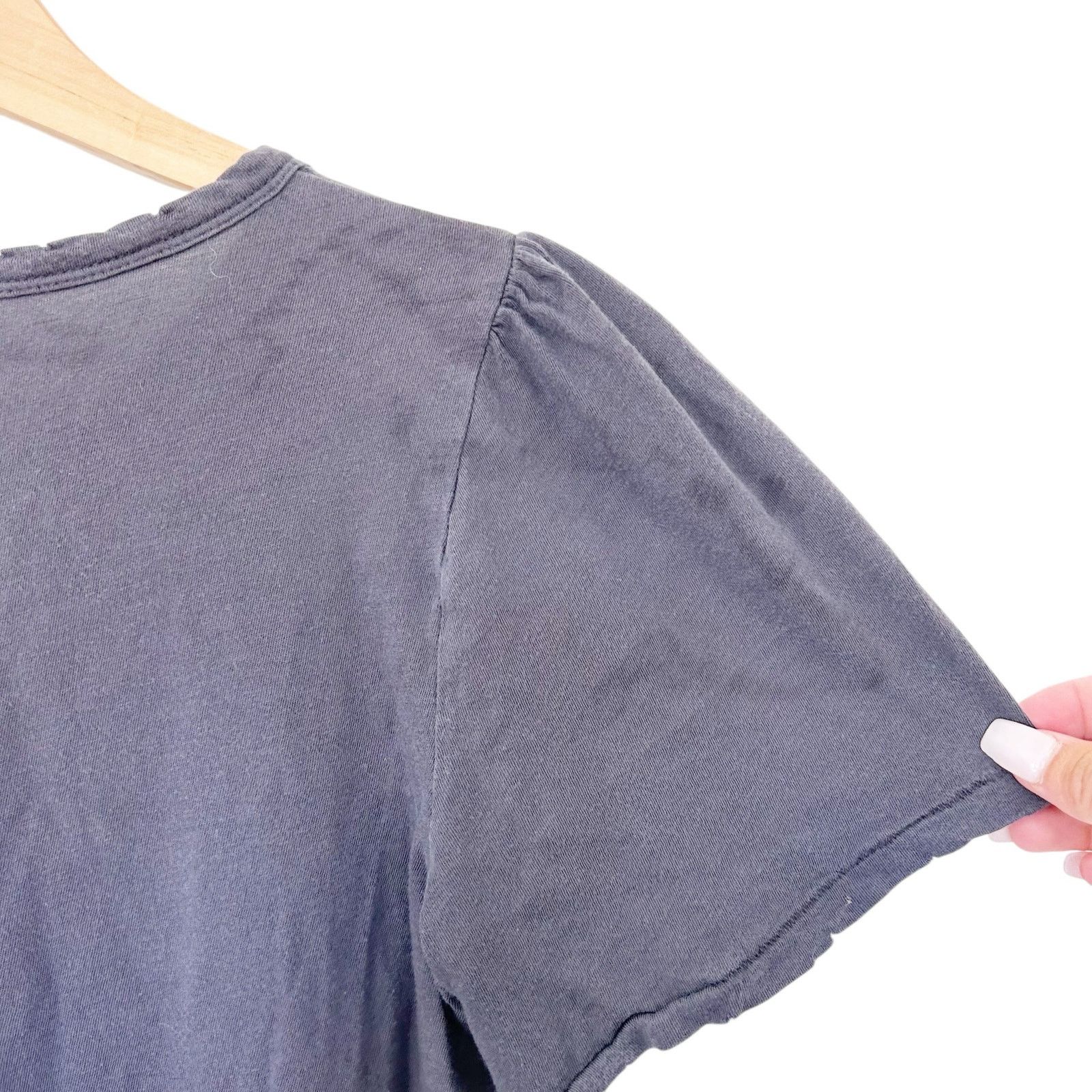 American Eagle Outfitters American Eagle Gray Flutter Sleeve T Shirt Sz XS Size XS / US 0-2 / IT 36-38 - 5 Thumbnail