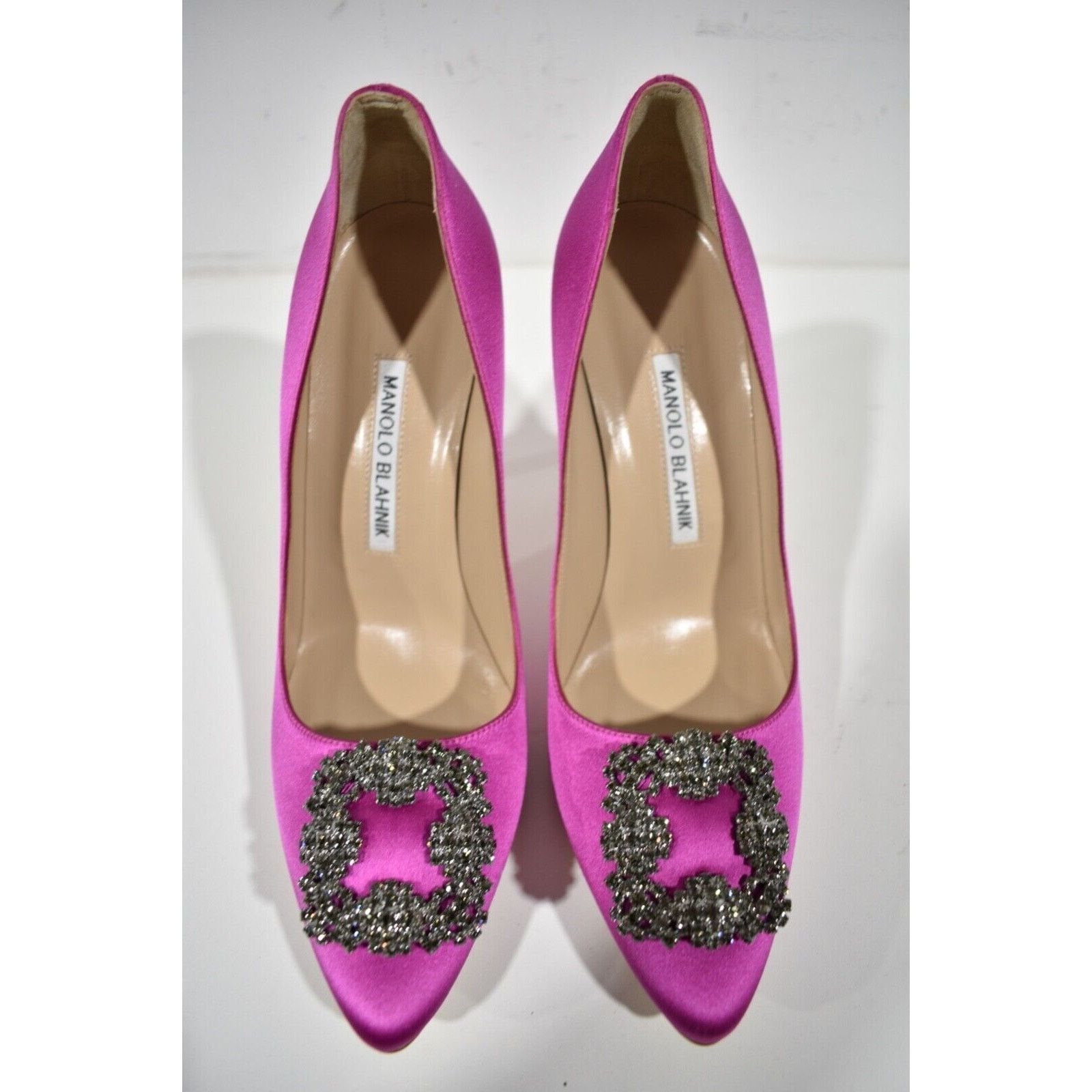 Manolo Blahnik Hangisi 105 Satin Crystal Jewel Buckle Heel Pump 38 Size US 8 / IT 38 - 9 Thumbnail