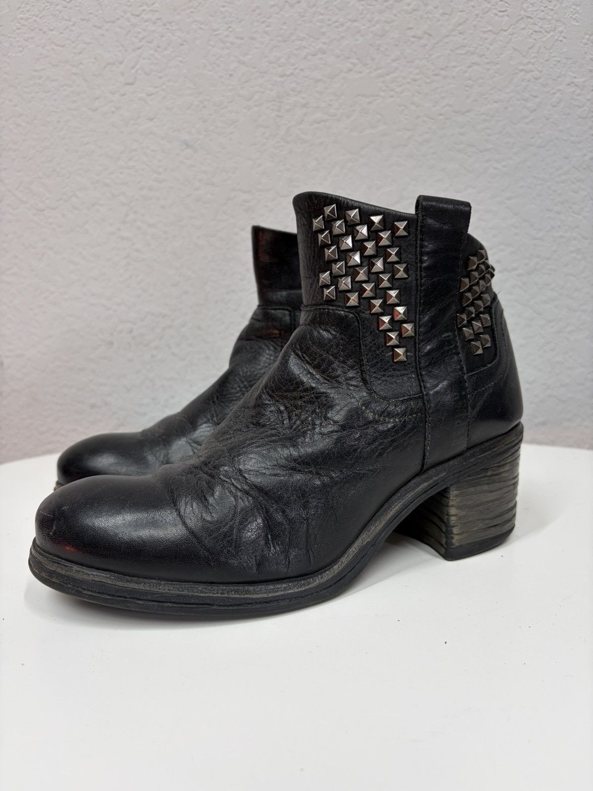 If Six Was Nine Vintage Italian AS 98 Rick Owens Style Leather Biker Boots Size US 7 / IT 37 - 5 Thumbnail