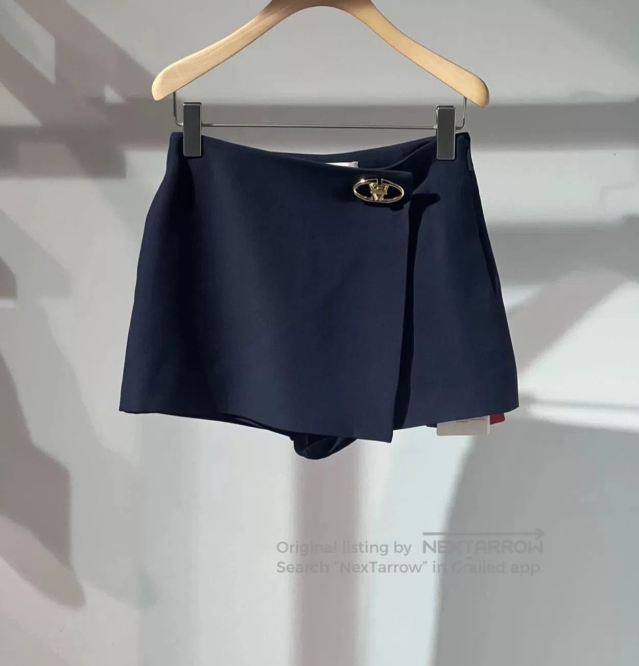 Valentino Metal Buckle A-Line Skirt Pants.