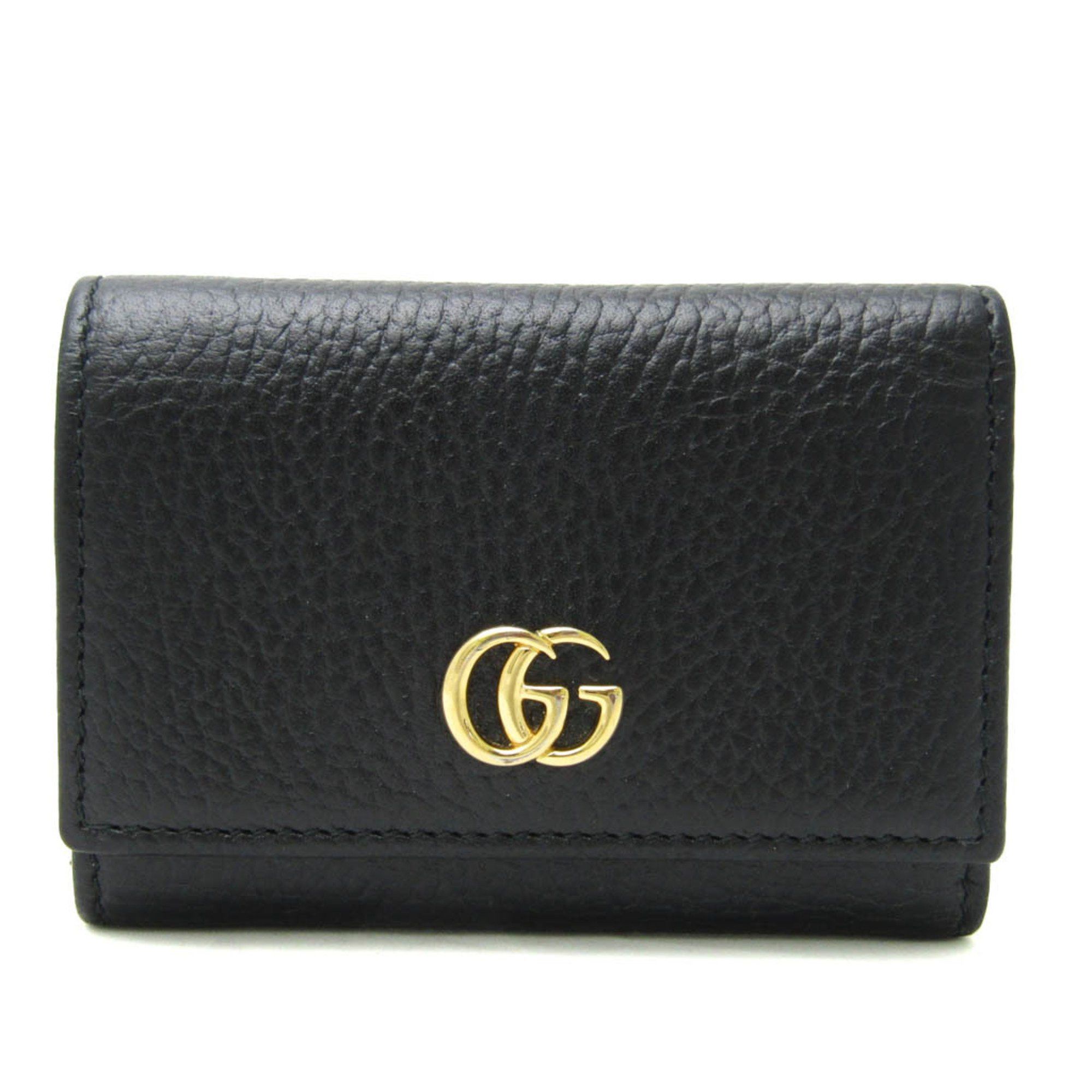 image of Gucci Petite Marmont 644407 Women's Leather Wallet (Tri-Fold) Black