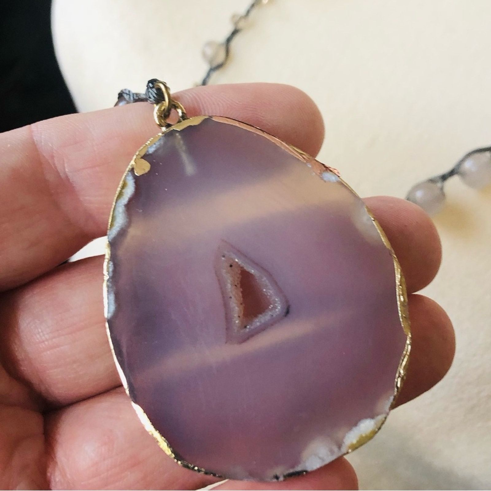 Jewelry Marlyn Schiff rainbow moonstone and agate slab necklace Size ONE SIZE - 9 Thumbnail