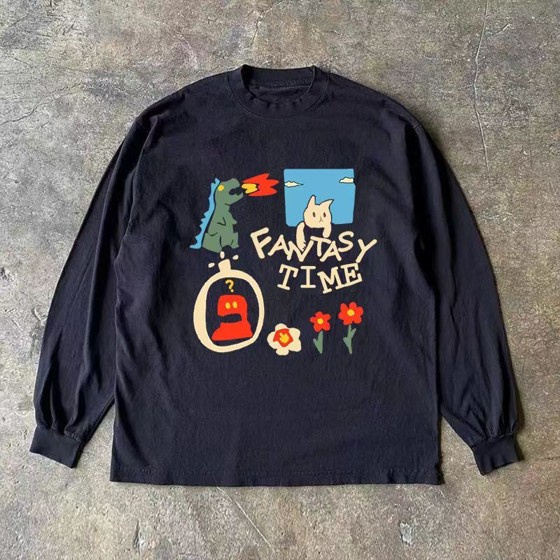 Vintage Black washed retro dinosaur print long-sleeved t-shirt Size US M / EU 48-50 / 2 - 1 Thumbnail