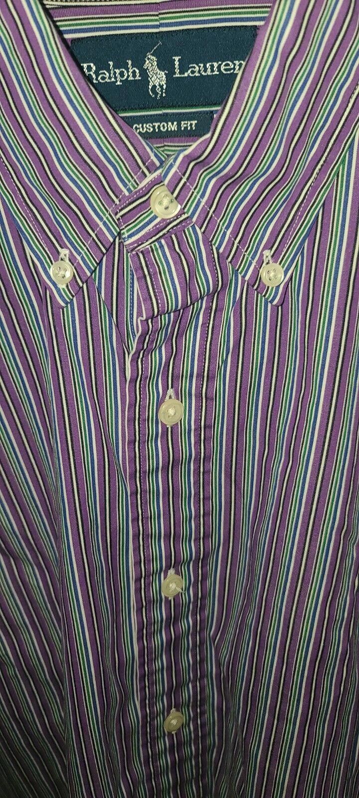 Lauren Ralph Lauren Ralph Lauren Custom Fit Long Sleeve Men’s M Purple Stripe Size US M / EU 48-50 / 2 - 4 Thumbnail
