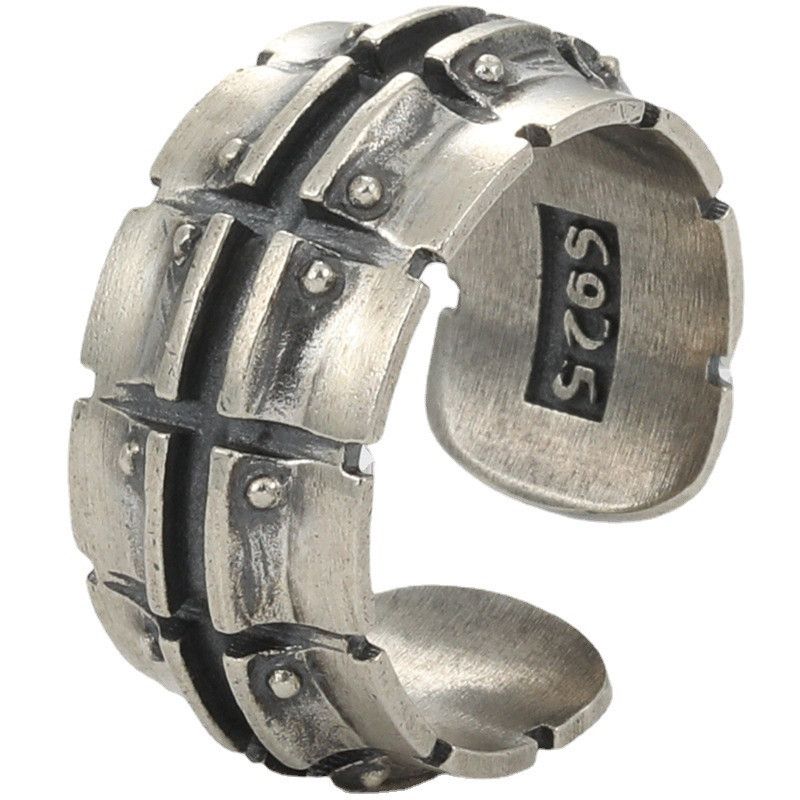 Jewelry Resizable 925 Sterling Silver Mechanical Pattern Ring Size ONE SIZE - 8 Thumbnail