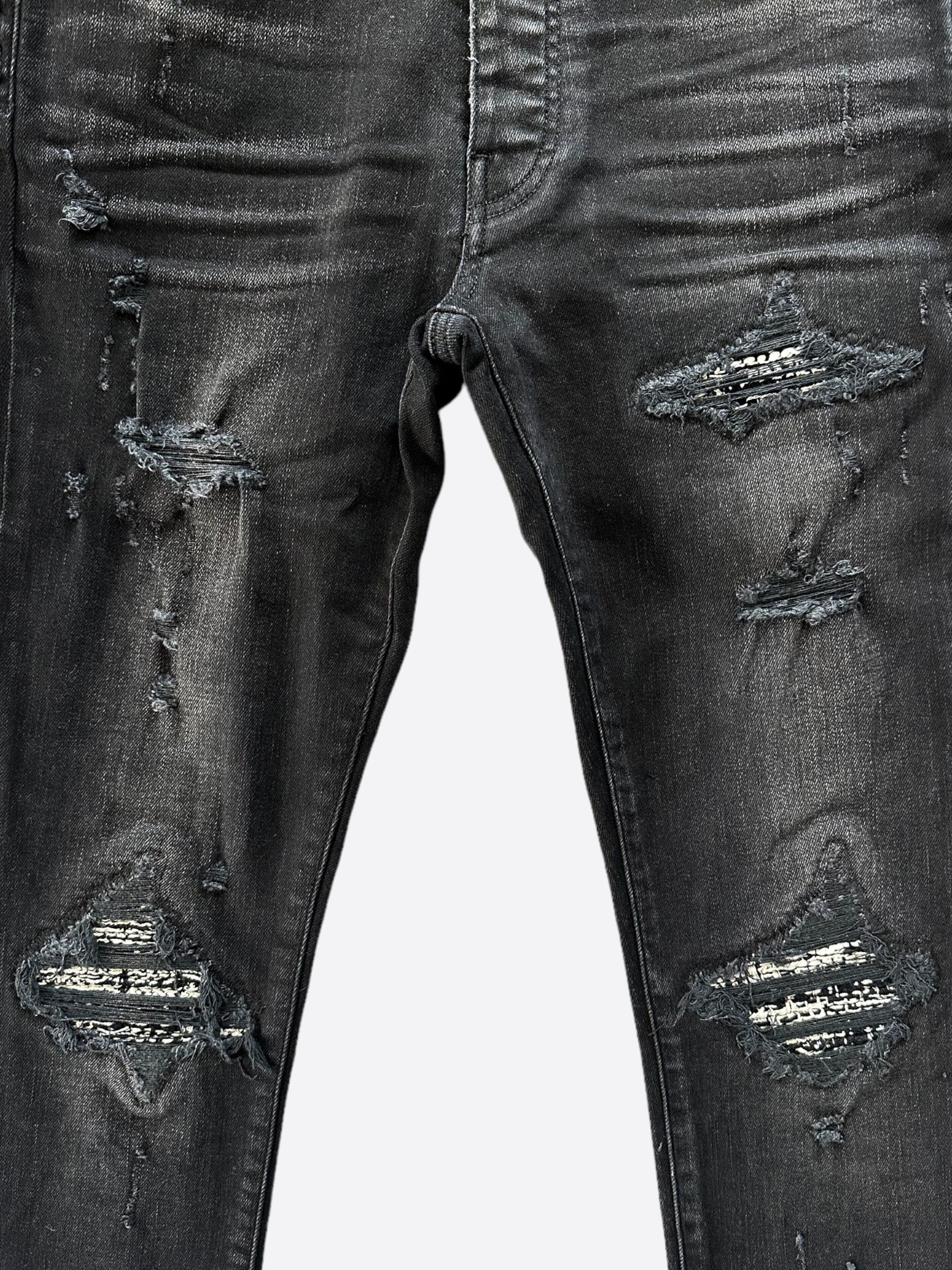 Amiri Aged Black White Bandana Patch MX1 Jeans