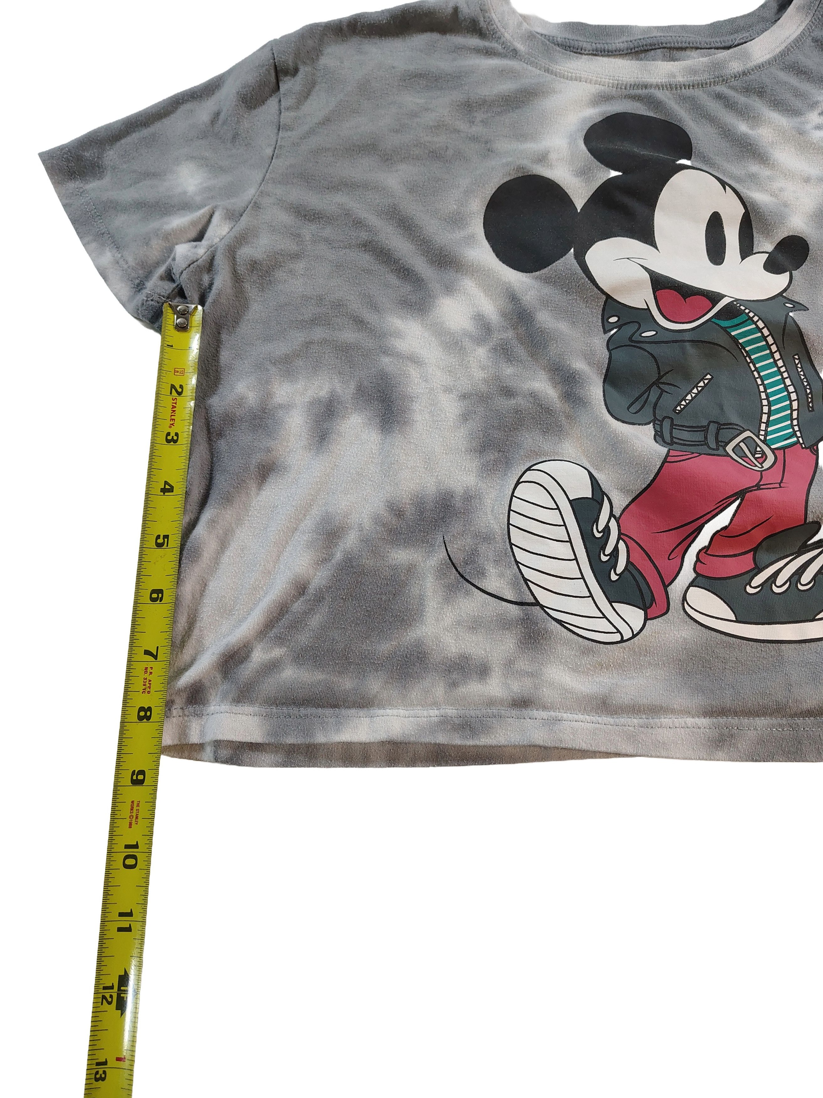 Disney Women's Large Acid-Wash Disney Mickey Mouse Crop Top Size L / US 10 / IT 46 - 4 Thumbnail