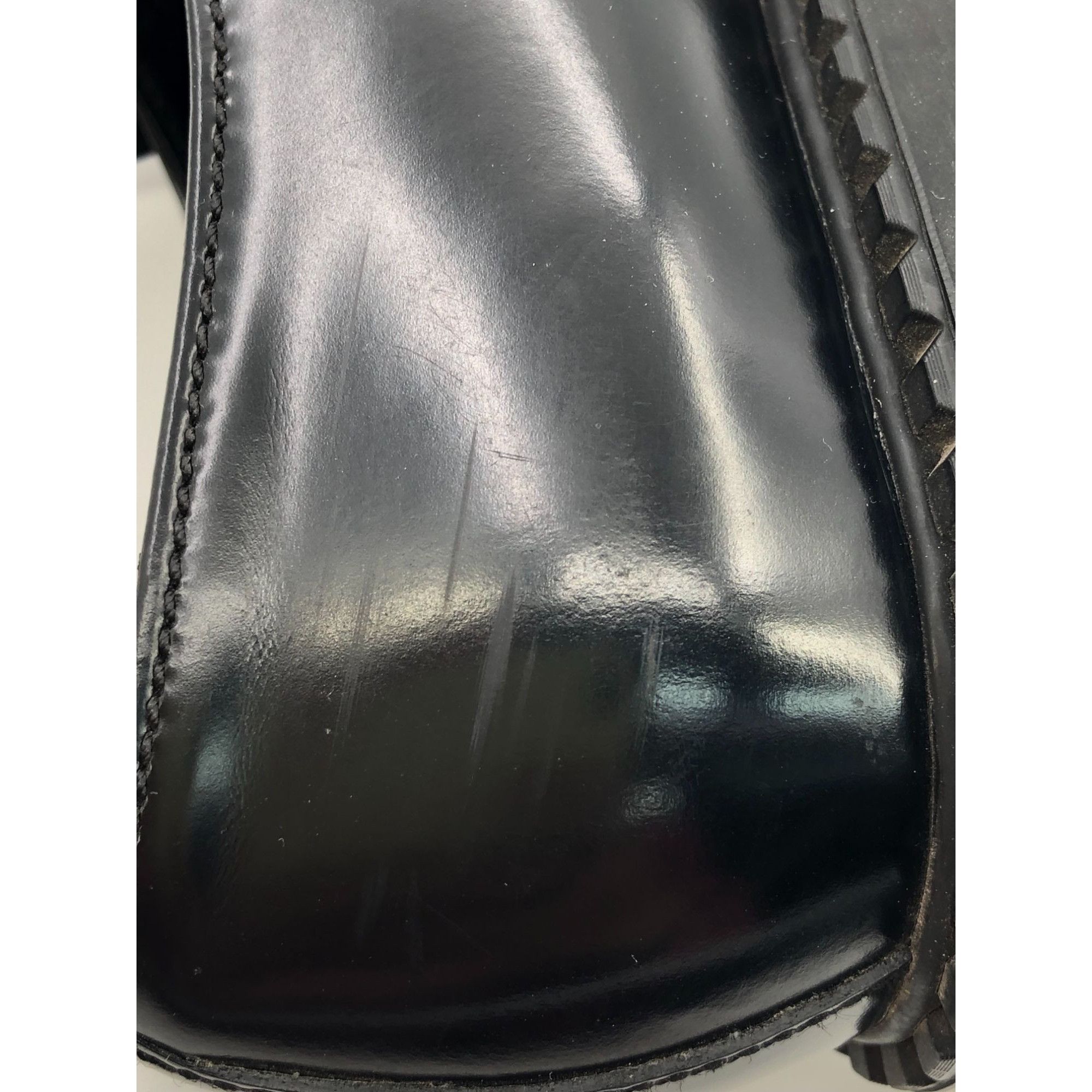 Prada Prada Womens Black Leather Loafers Size 35 Thick Sole Triang Size US 5 / IT 35 - 3 Thumbnail