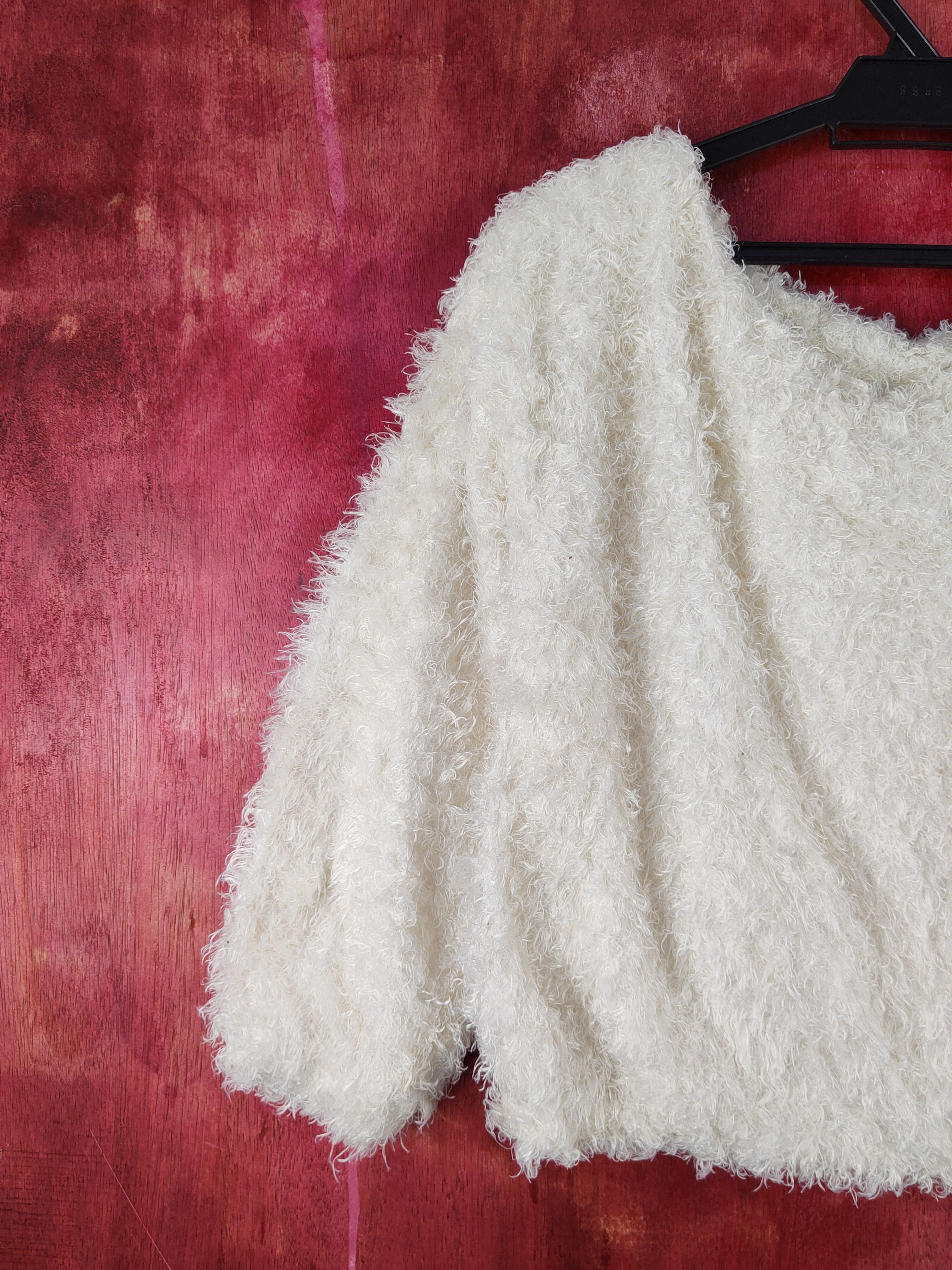 Aran Isles Knitwear × Japanese Brand × Vintage Vis Ivory Shag Shaggy Fur Mohair Knitwear #S2076 Size XS / US 0-2 / IT 36-38 - 3 Thumbnail