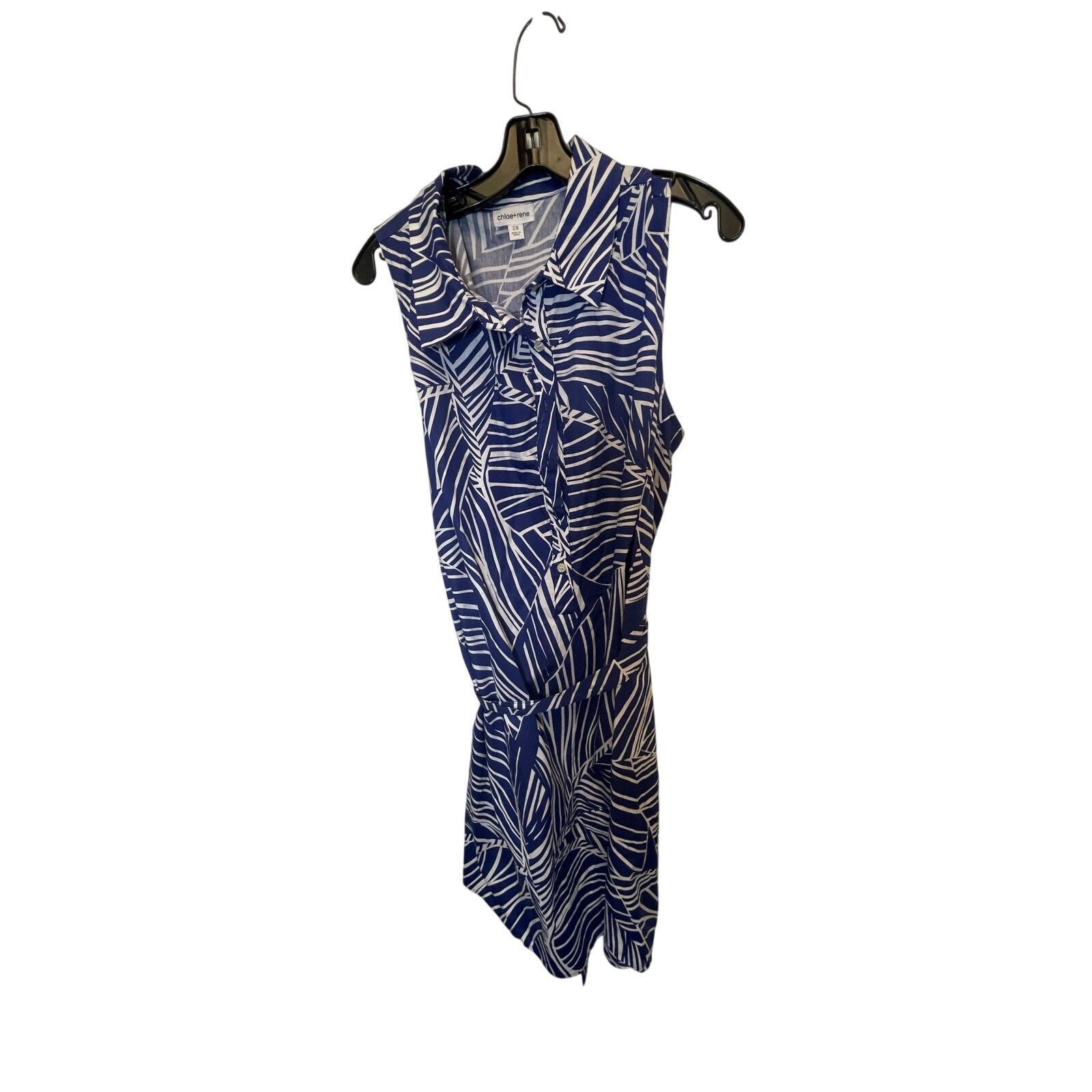 Other Chloe + Rene Cotton Button Shift Dress Tank Plant Print 2X Size XXL / US 16-18 / IT 52-54 - 1 Thumbnail