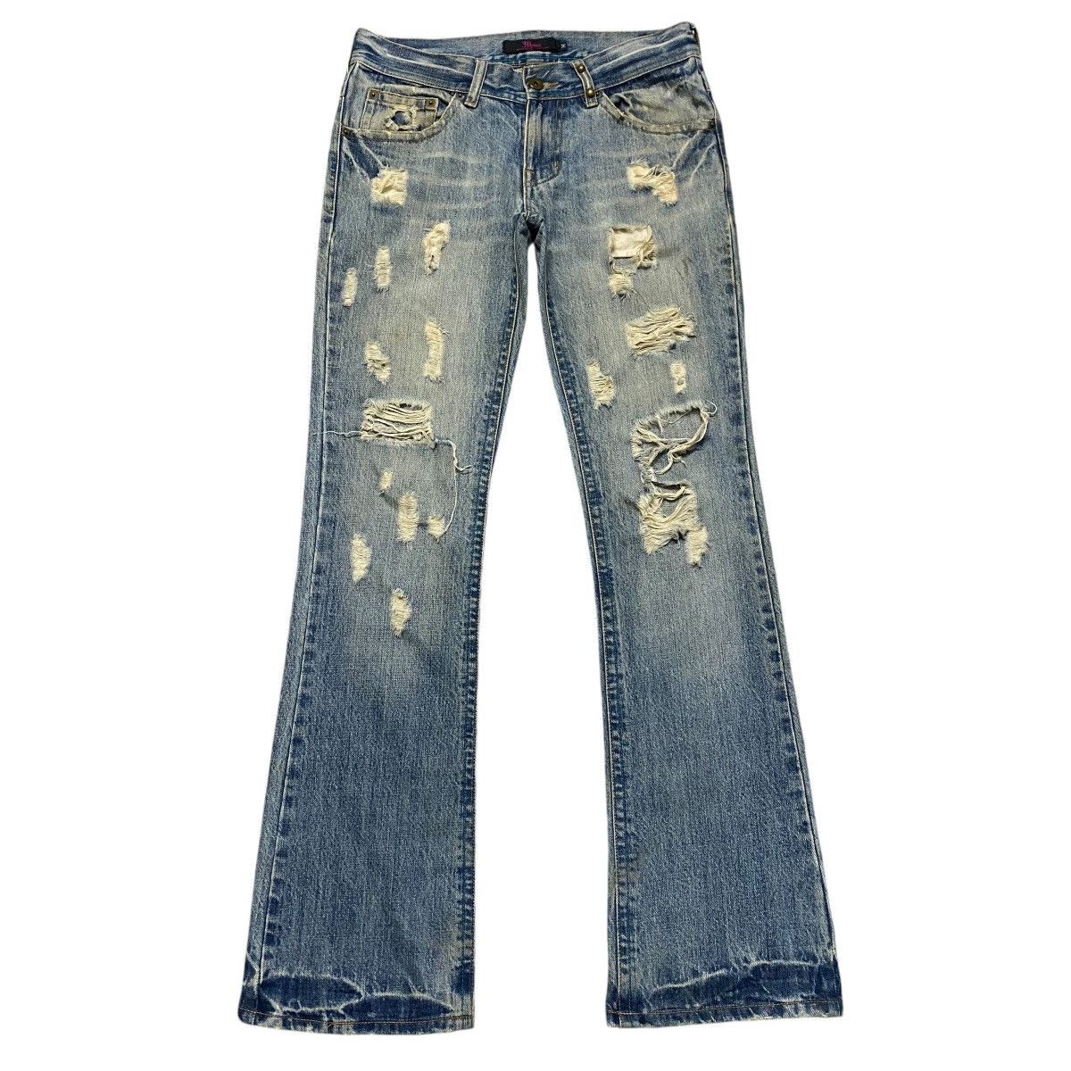 Le Grande Bleu (L.G.B.) Midas Machiavel Hole Distressed Denim Flare Jeans Size US 29 - 1 Thumbnail