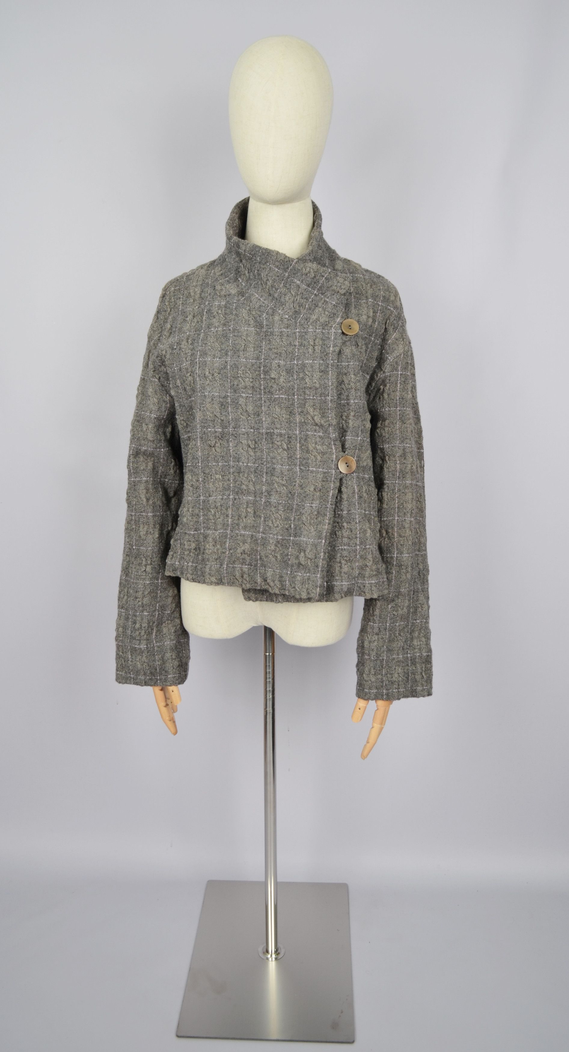 OSKA Grey Textured Boiled Wool Jacket Regular Sz III M/L