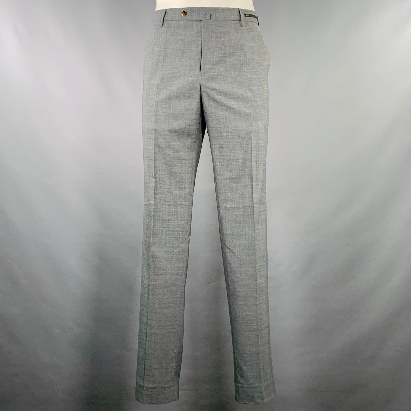 Other Size 36 Grey Heather Polyester Blend Flat Front Dress Pants Size US 36 / EU 52 - 1 Thumbnail