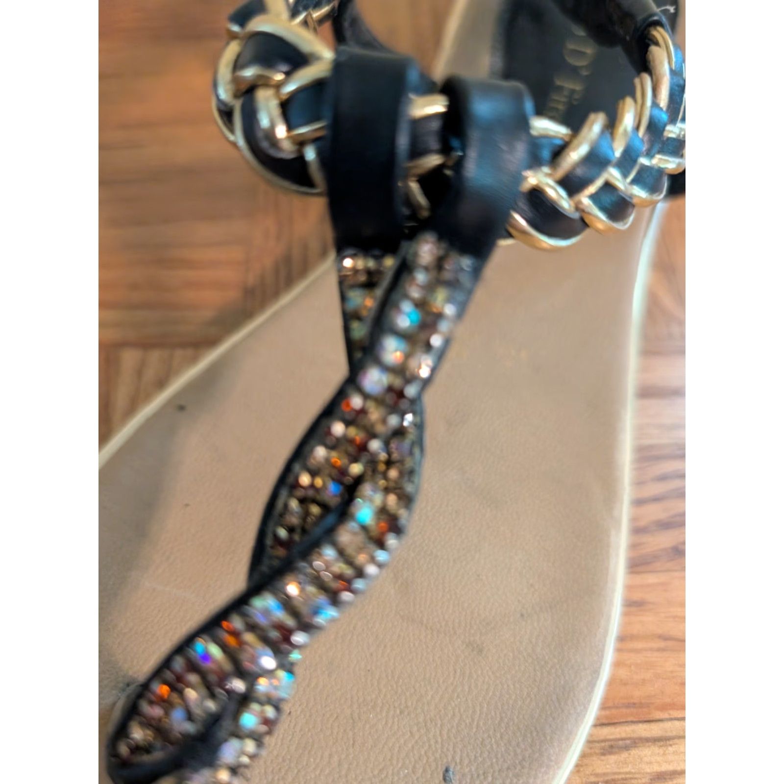 Vintage VINTAGE Vittorio D'Firenze Leather Sandals Black Studded 7 Womens Strappy Buckle Flat Spring Summer Formal Party/Cocktail Size US 7 / IT 37 - 5 Thumbnail