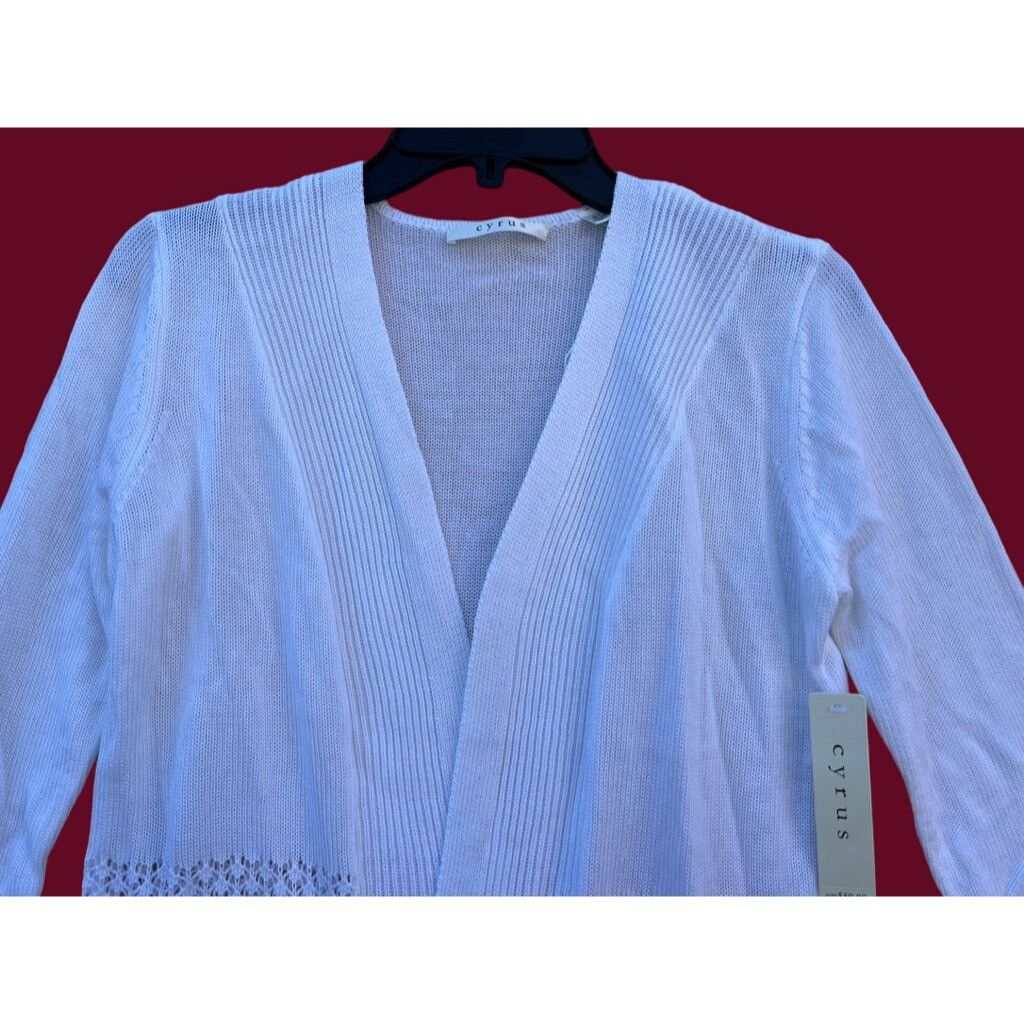 Other CYRUS - Women's 3/4 Sleeve Lace Cardigan - White - Small Size S / US 4 / IT 40 - 11 Thumbnail