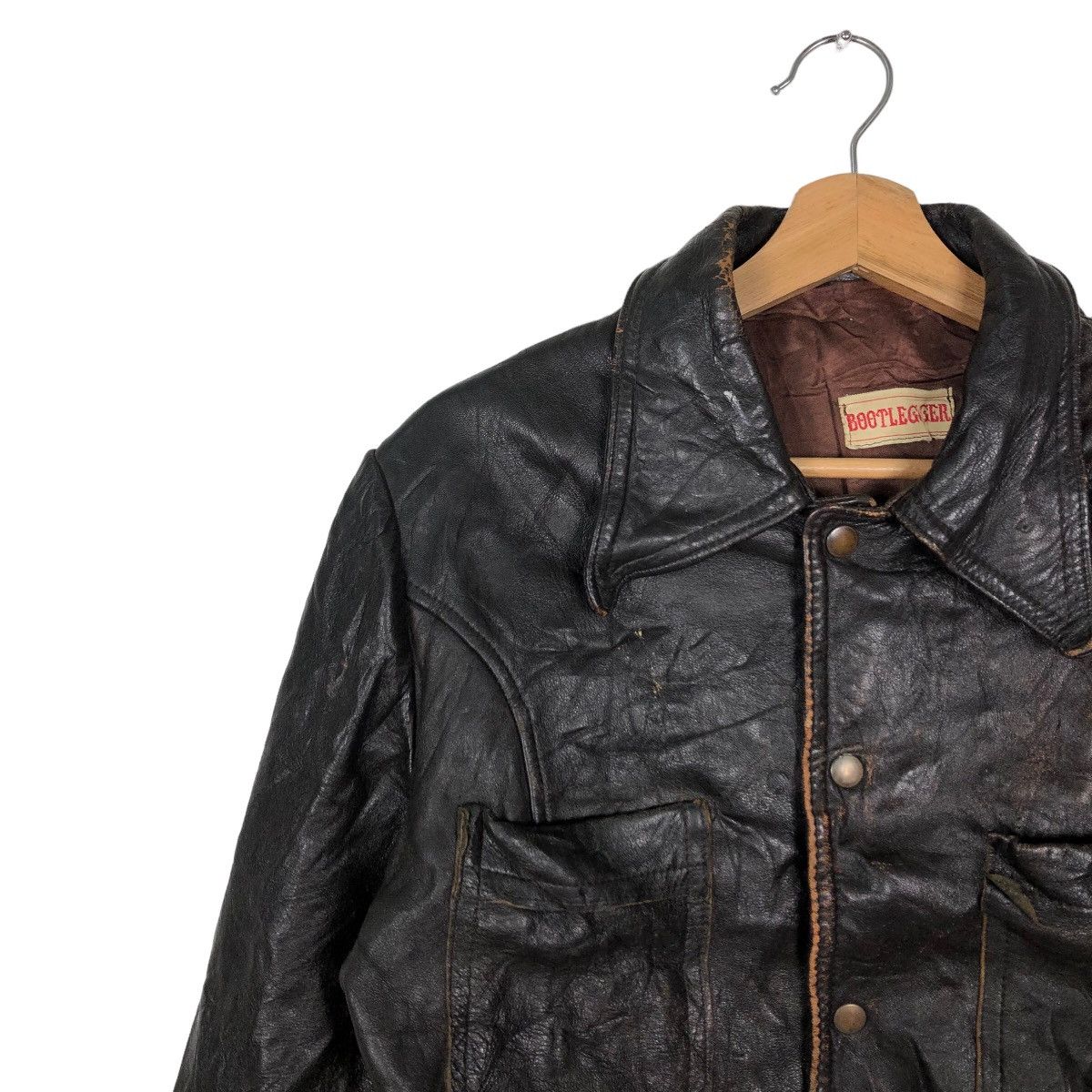Genuine Leather 🔥90’s Vintage Genuine Leather Jacket Bootlegger Biker Wear Size US S / EU 44-46 / 1 - 7 Thumbnail