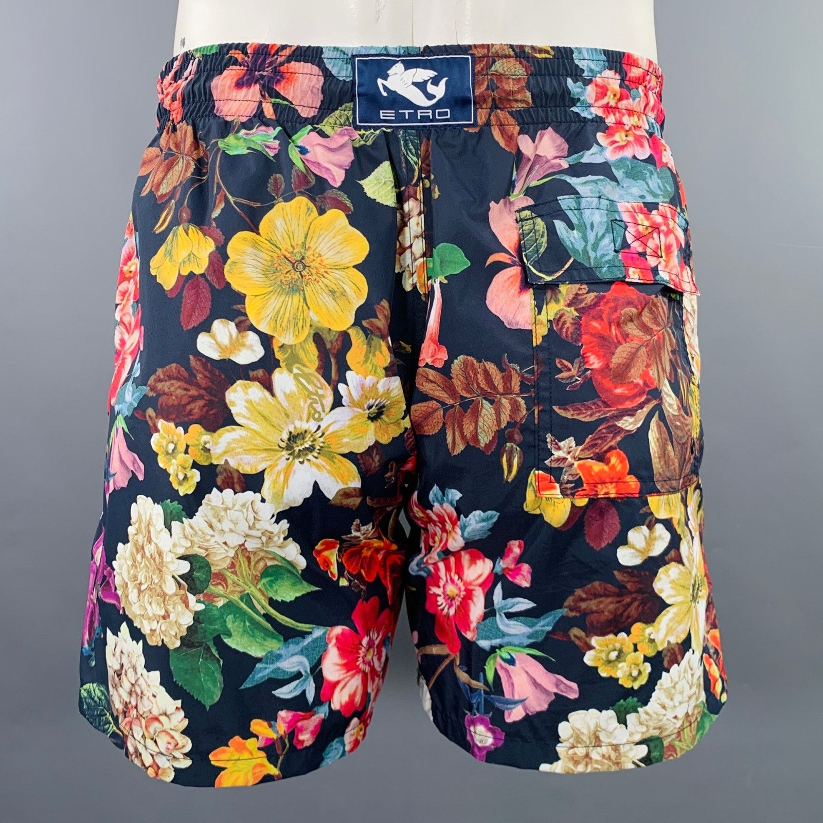 Etro ETRO Size L Multi Color Floral Polyamide Swim Trunks Size US 35 - 2 Thumbnail