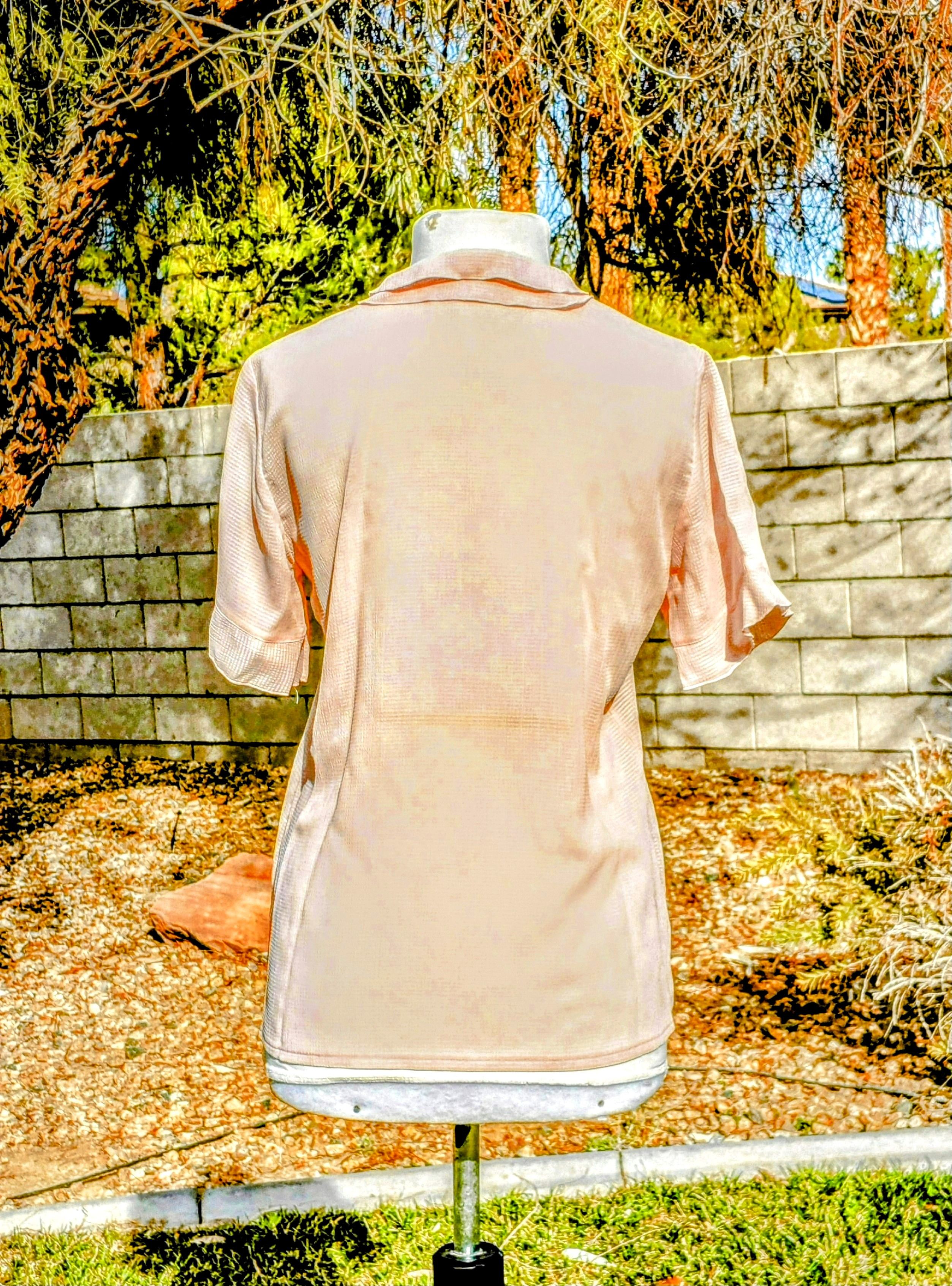 Vintage VTG 1980's Light Pink Ruffle Accent Sheer Tokyo Blouse Top Size M / US 6-8 / IT 42-44 - 4 Thumbnail
