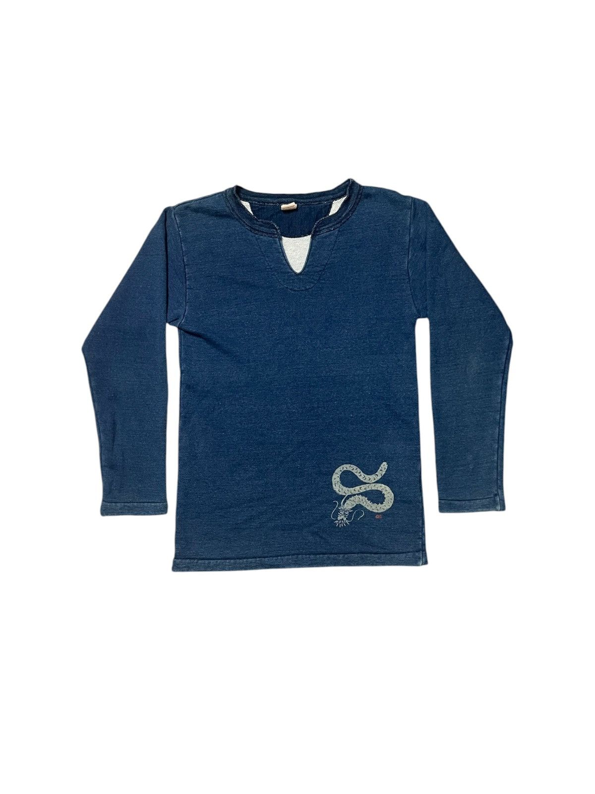 45rpm 90s 45RPM SWEATSHIRT LONG SLEEVE INDIGO DYE V-NECK Size US S / EU 44-46 / 1 - 1 Thumbnail