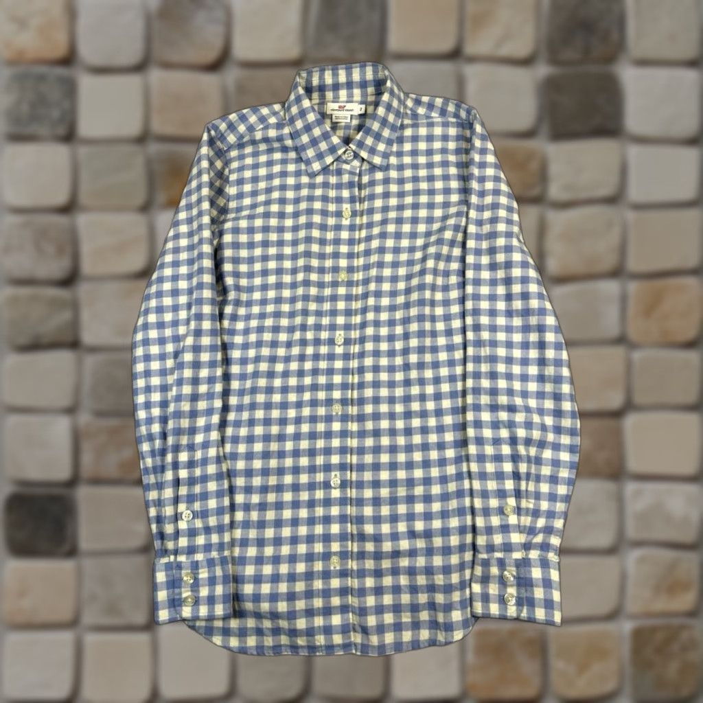 Vineyard Vines Vineyard Vines Shirt Womens 2 Blue Check Cotton Button-Up Size XS / US 0-2 / IT 36-38 - 1 Thumbnail