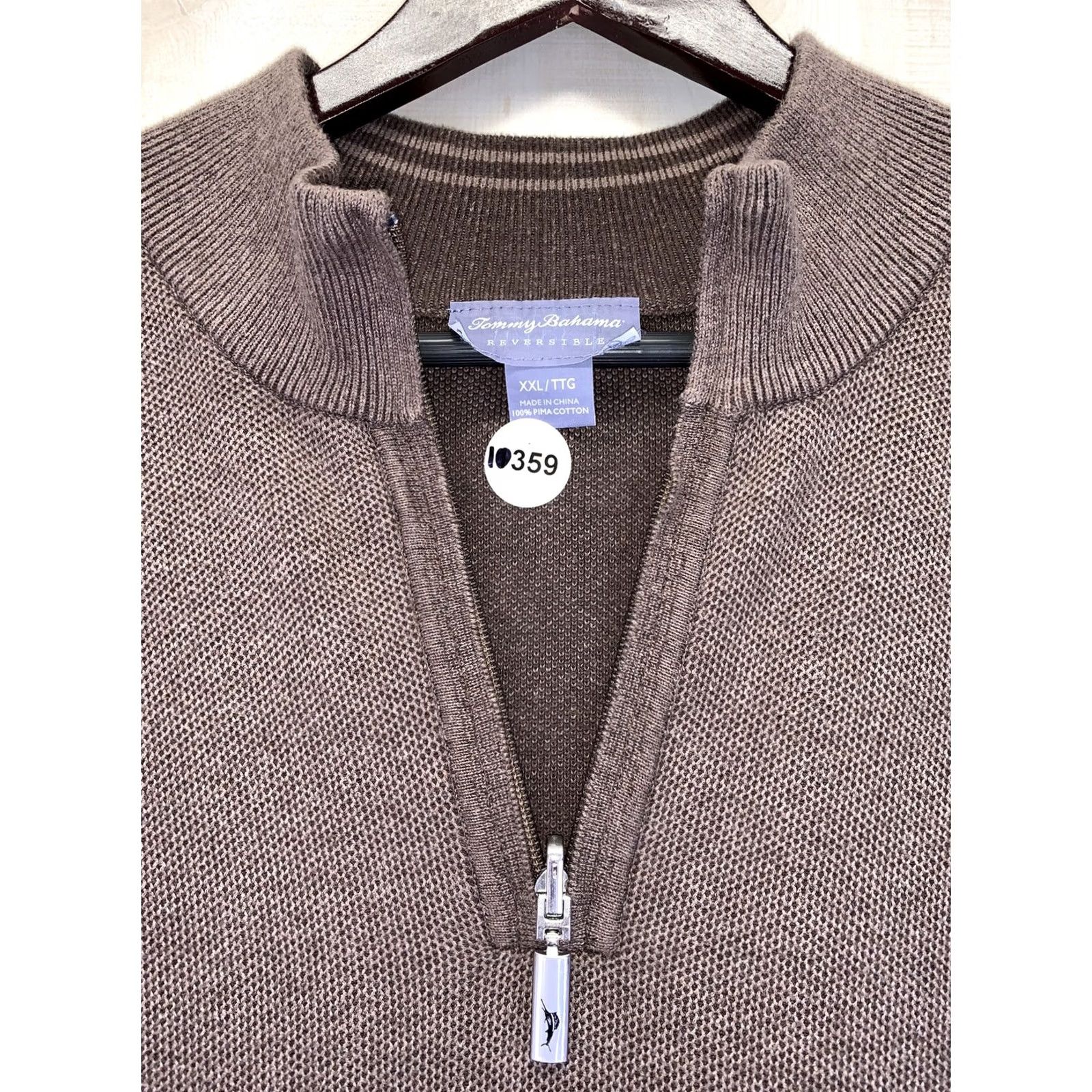 Tommy Bahama VINTAGE? No — Tommy Bahama Reversible Pima Cotton Brown 1/4 Zip Mens Sweater 2XL Size US XXL / EU 58 / 5 - 2 Thumbnail