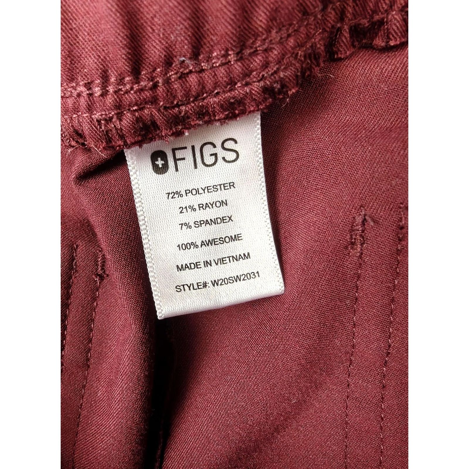 Vintage FIGS Scrub Pants Womens Large Red Technical Collection Drawstring Cargo Pockets Size 36" / US 14 / IT 50 - 3 Thumbnail