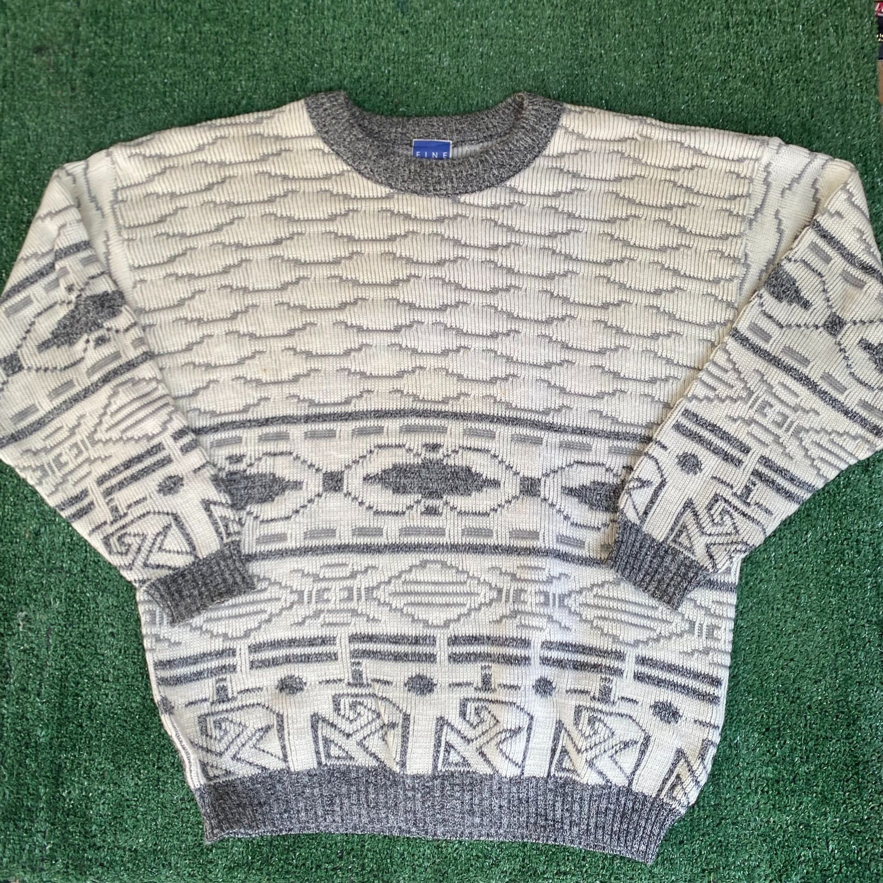Vintage Vintage 90s Fair Isle Sweater Heavy Knit Geometric Jumper Size US XL / EU 56 / 4 - 1 Thumbnail