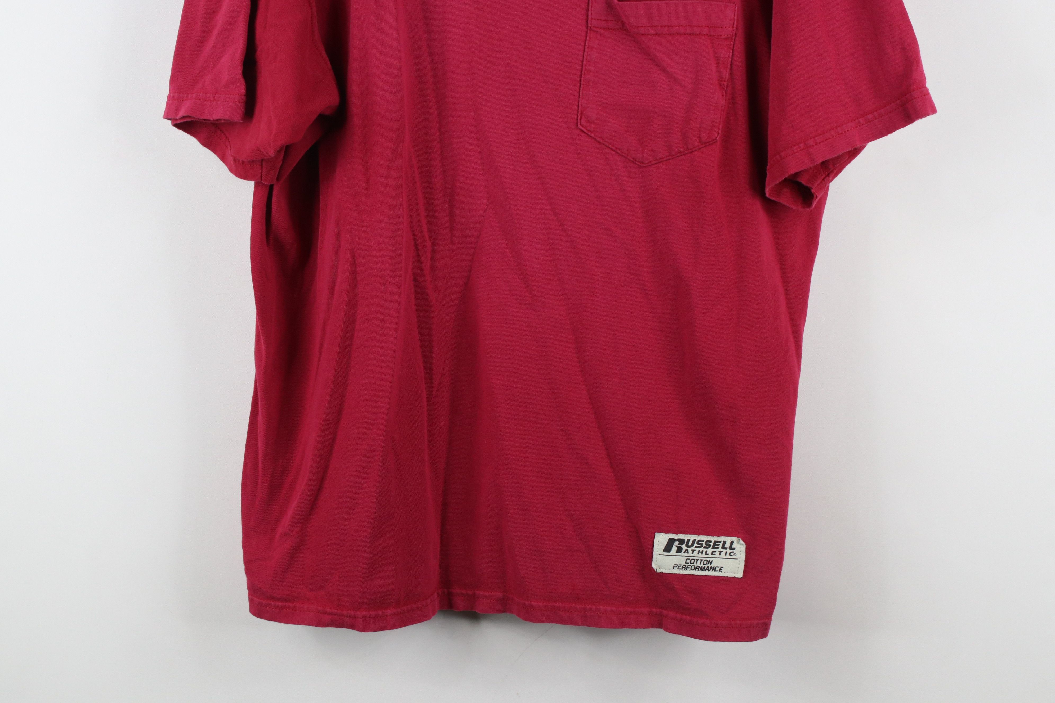 Russell Athletic × Vintage Vintage Russell Athletic Blank Pocket T-Shirt Red Cotton Size US L / EU 52-54 / 3 - 3 Thumbnail