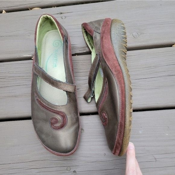Designer Naot Matai Radiant Copper Leather Suede Swirl Mary Jane Comf Size US 11 / IT 41 - 2 Thumbnail