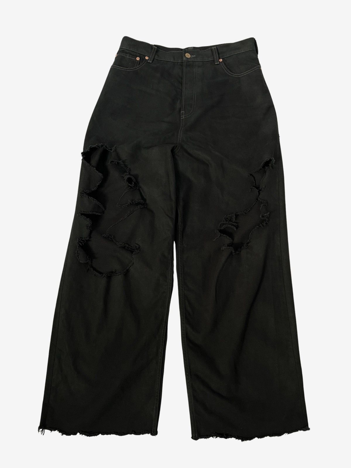 image of Balenciaga Aw21 Afterworld Destroyed Denim Black Sz.l, Men's (Size 36)