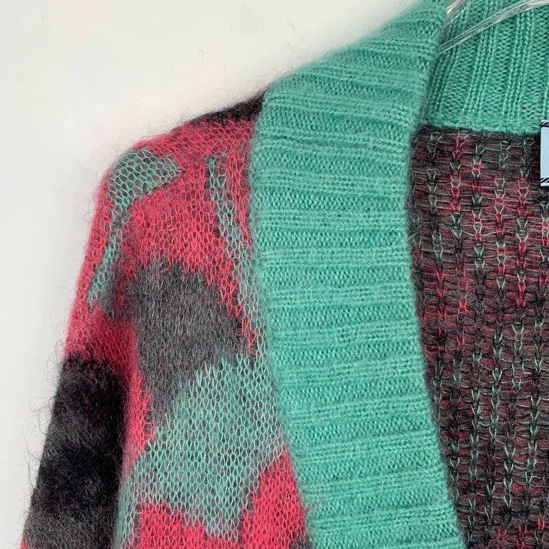 Prada Prada Patterned inlaid color block horsehair knitted cardig Size US XS / EU 42 / 0 - 3 Thumbnail