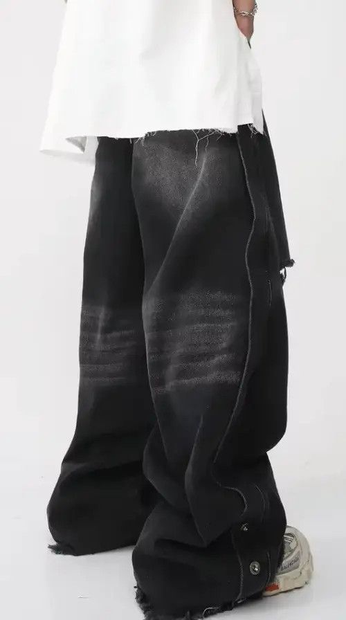 Japanese Brand Kurumi x Meifa Casual loose-fitting ripped denim trousers Size US 34 / EU 50 - 3 Thumbnail