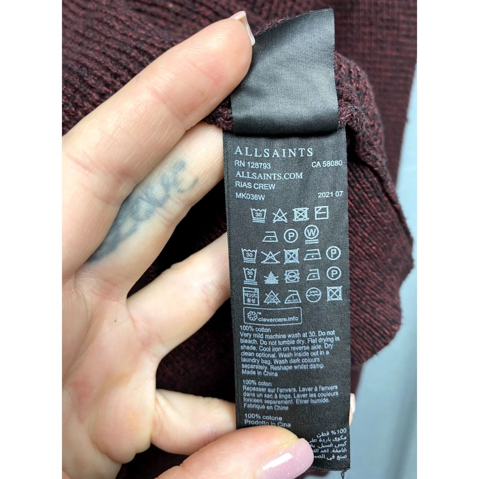 Allsaints Allsaints Rias Crew Neck Mens Knit Sweater M Multicolor Cotton Knit Logo Pullover 90s Style Mens Size US M / EU 48-50 / 2 - 4 Thumbnail
