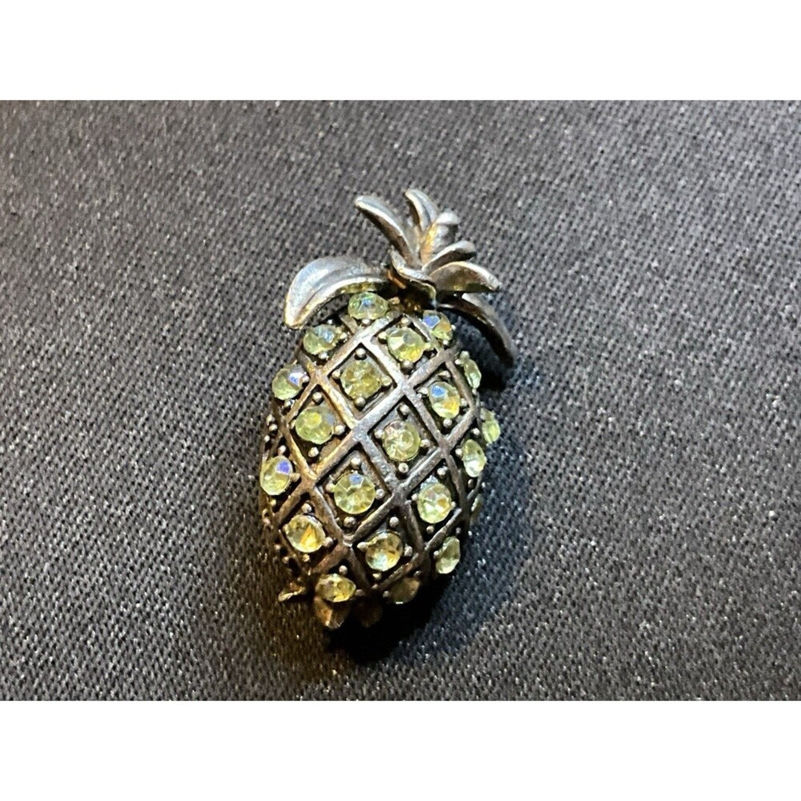 Other 925 Sterling Silver Tested A/B Rhinestone Pineapple Brooch Size ONE SIZE - 1 Thumbnail