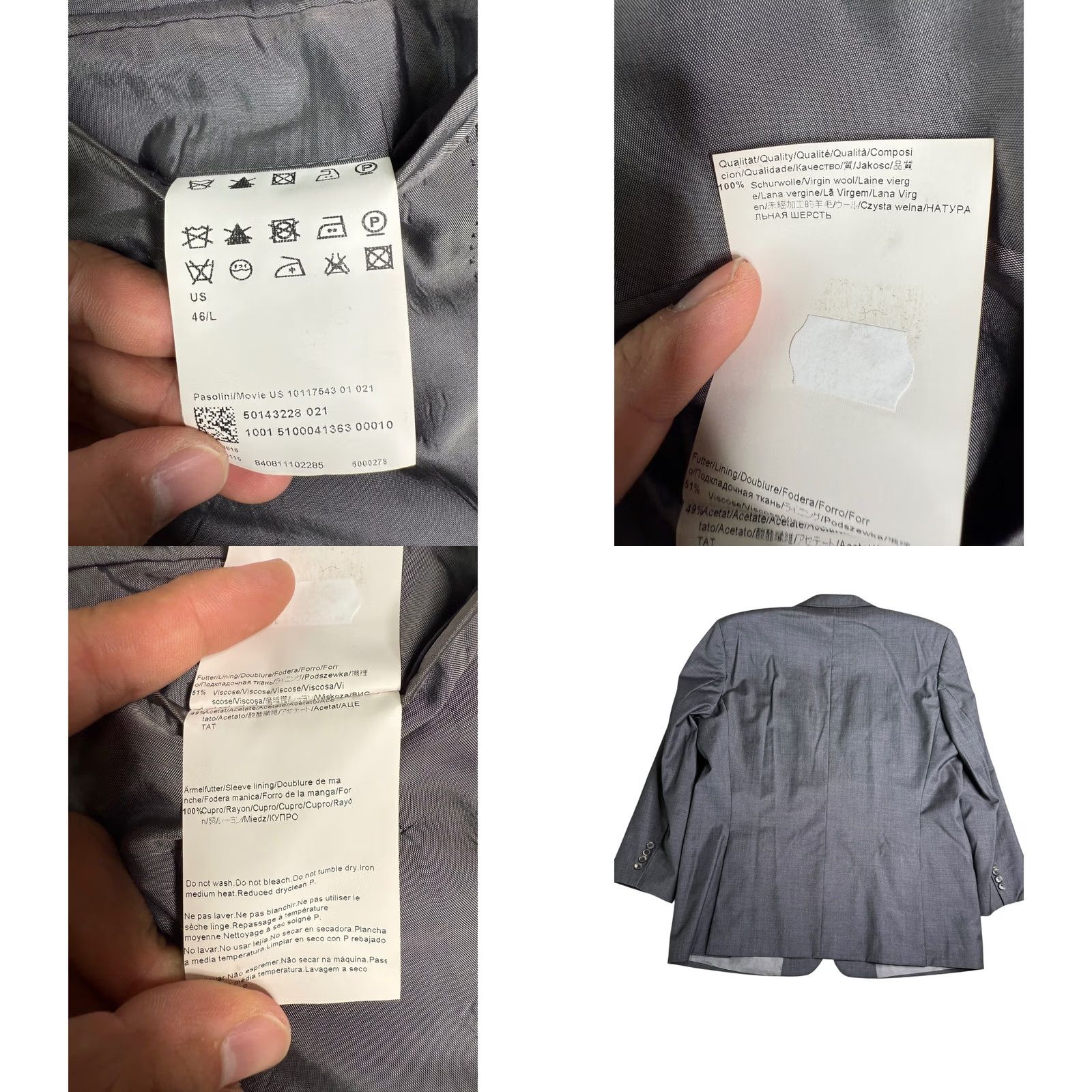 Hugo Boss Hugo Boss Gray Wool Blazer - Mens 46/L - Business Formal Jacket Size 46R - 8 Thumbnail