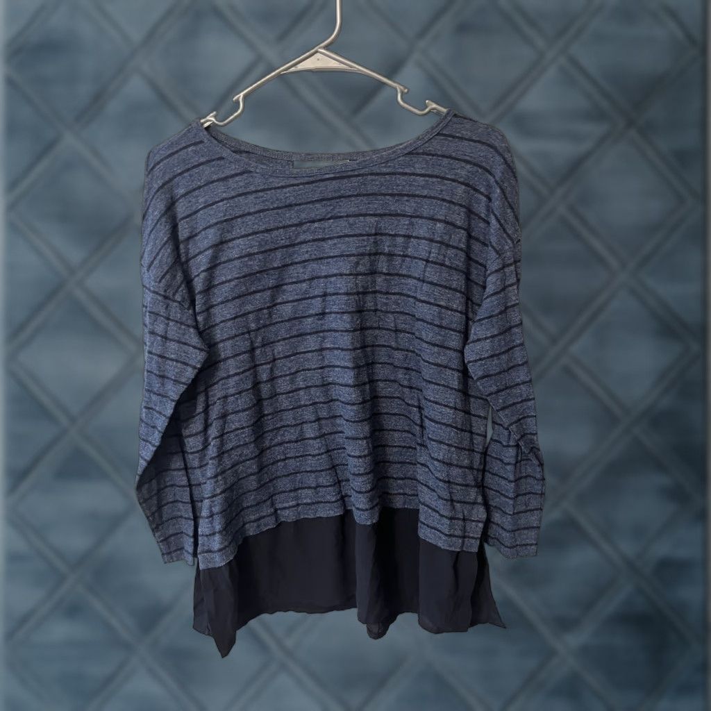 Loft LOFT Blue Striped Sweater Shirt Womens Long Sleeve Round Neck Pullover Size M (Medium) Dress/Top Knit Knitwear Pullover Sweater Size M / US 6-8 / IT 42-44 - 1 Thumbnail
