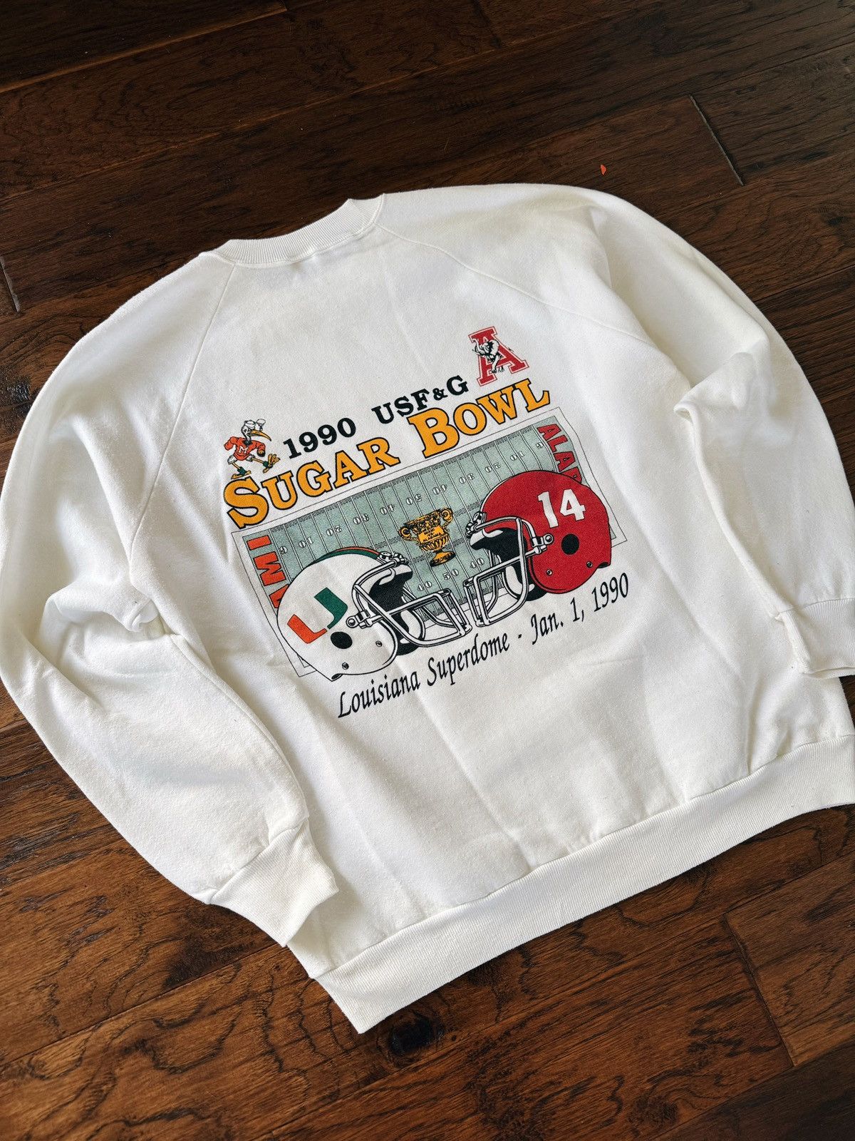 Vintage Vintage 1990 Sugar Bowl Crewneck Miami Hurricanes Alabama Size US XL / EU 56 / 4 - 2 Thumbnail
