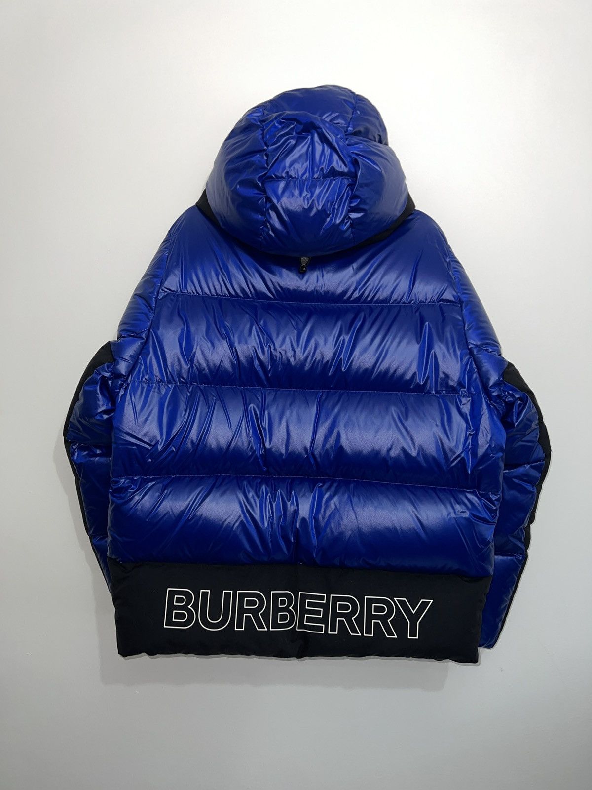 image of Burberry Blue & Black Puffer Coat, Men's (Size Small)