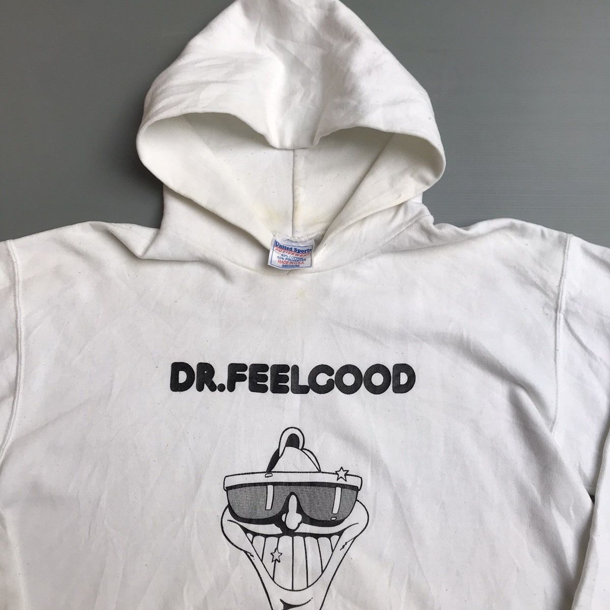 Band Tees × Vintage Vintage Dr Feelgood Hoodie Jumper White Jacket Sportswear Size US M / EU 48-50 / 2 - 1 Thumbnail